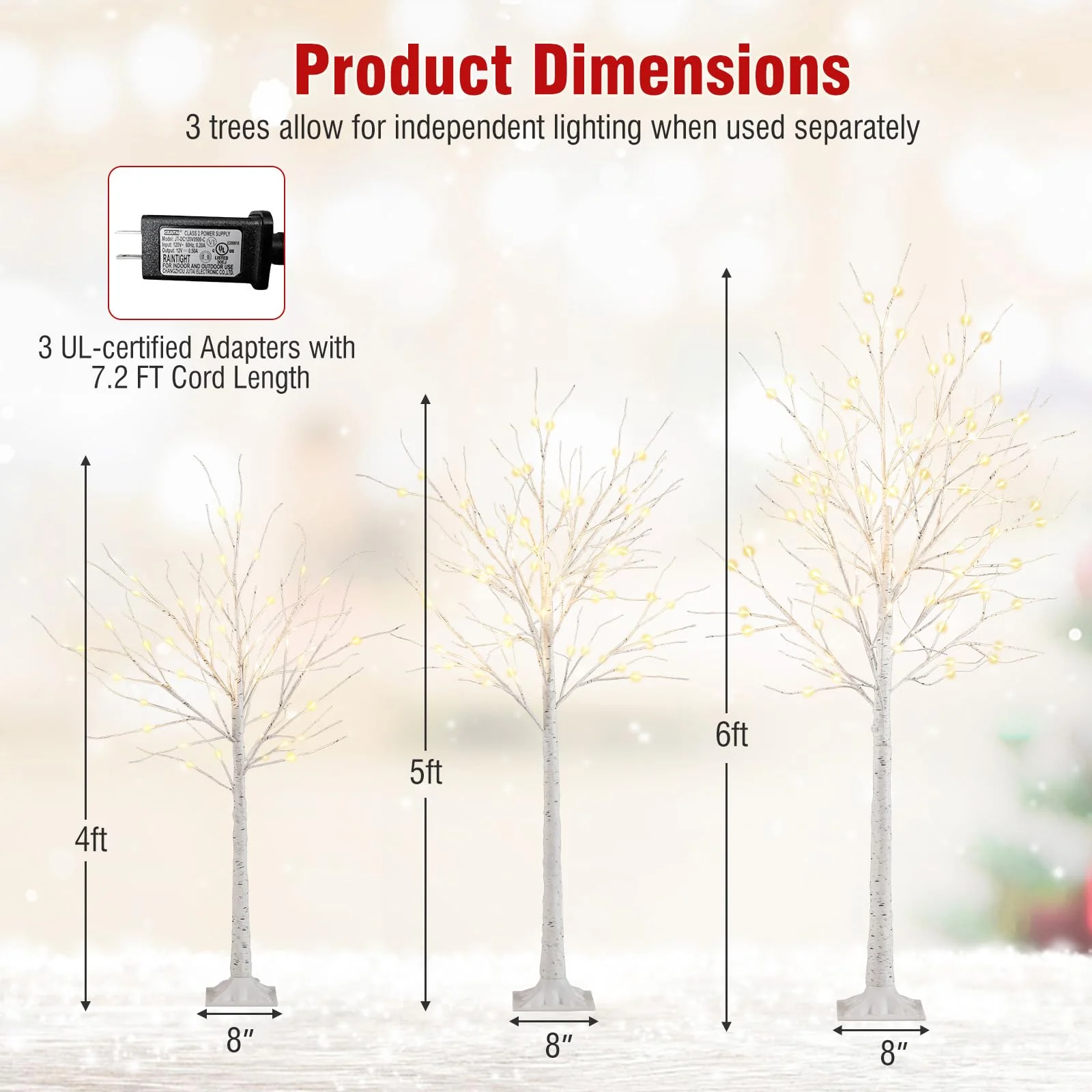 Goplus 4/5/6 FT Pre-Lit Artificial Christmas Trees with 216 Warm White LEDs ( Set of 3 ) - Image 7