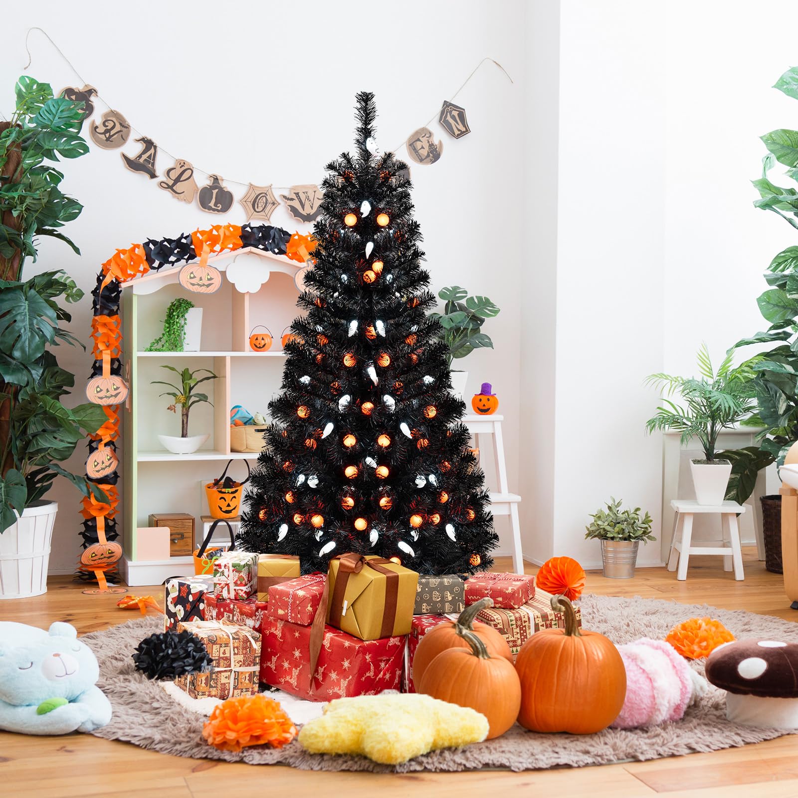Goplus 4.5 FT Pre-Lit Halloween Tree with 6 Lighting Modes with Spooky Music Sync - Image 9