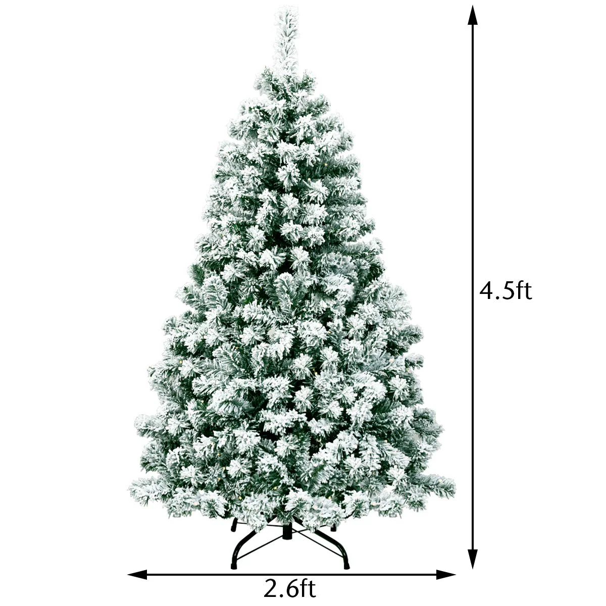 Goplus 4.5ft / 6 ft / 7.5ft Artificial Snow Flocked Christmas Tree, Pre-Lit Snowy Hinged Xmas Tree with Led Lights and Metal Stand - Image 7