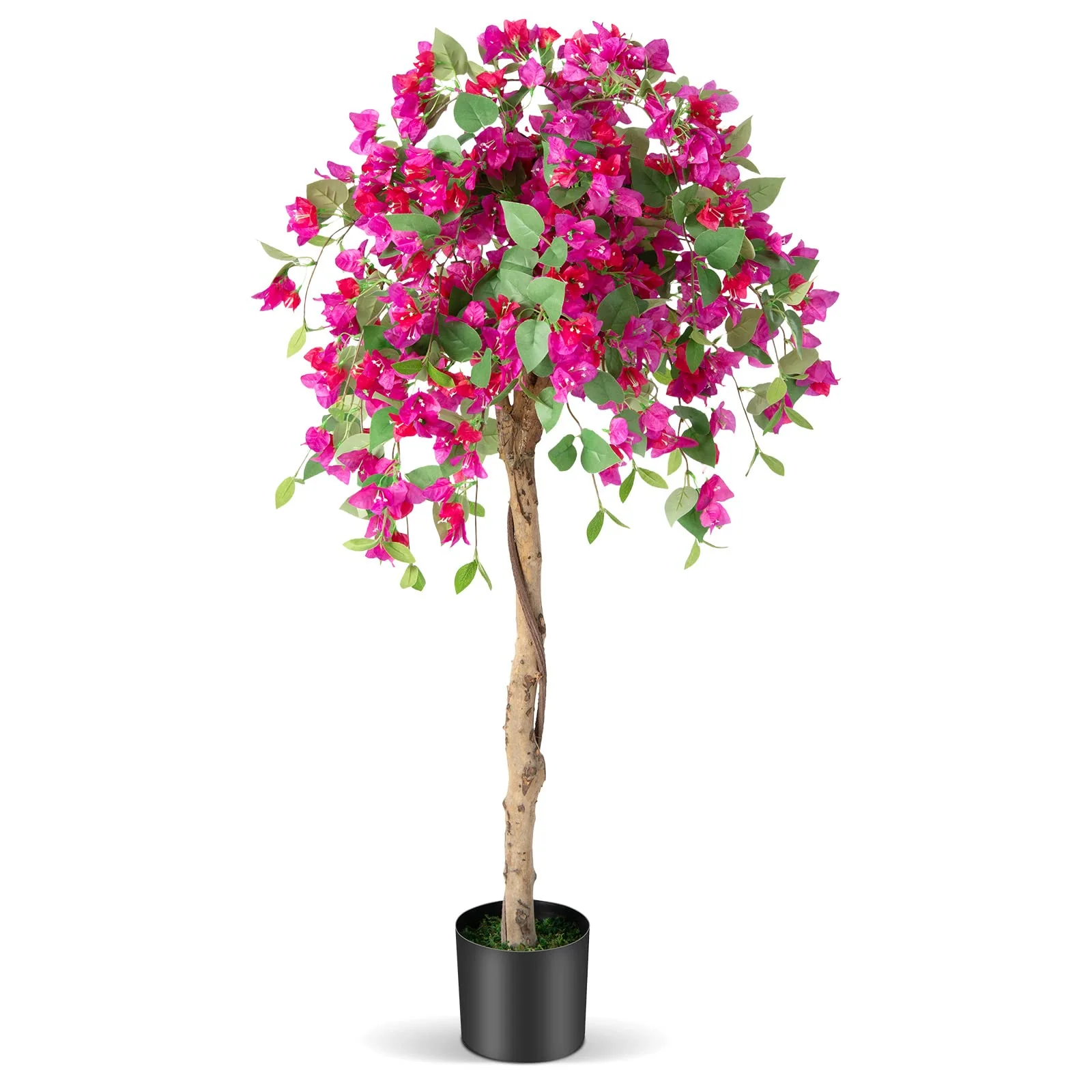 Goplus 4.5FT Bougainvillea Artificial Tree, Fake Potted Plant w/ 312 Flowers