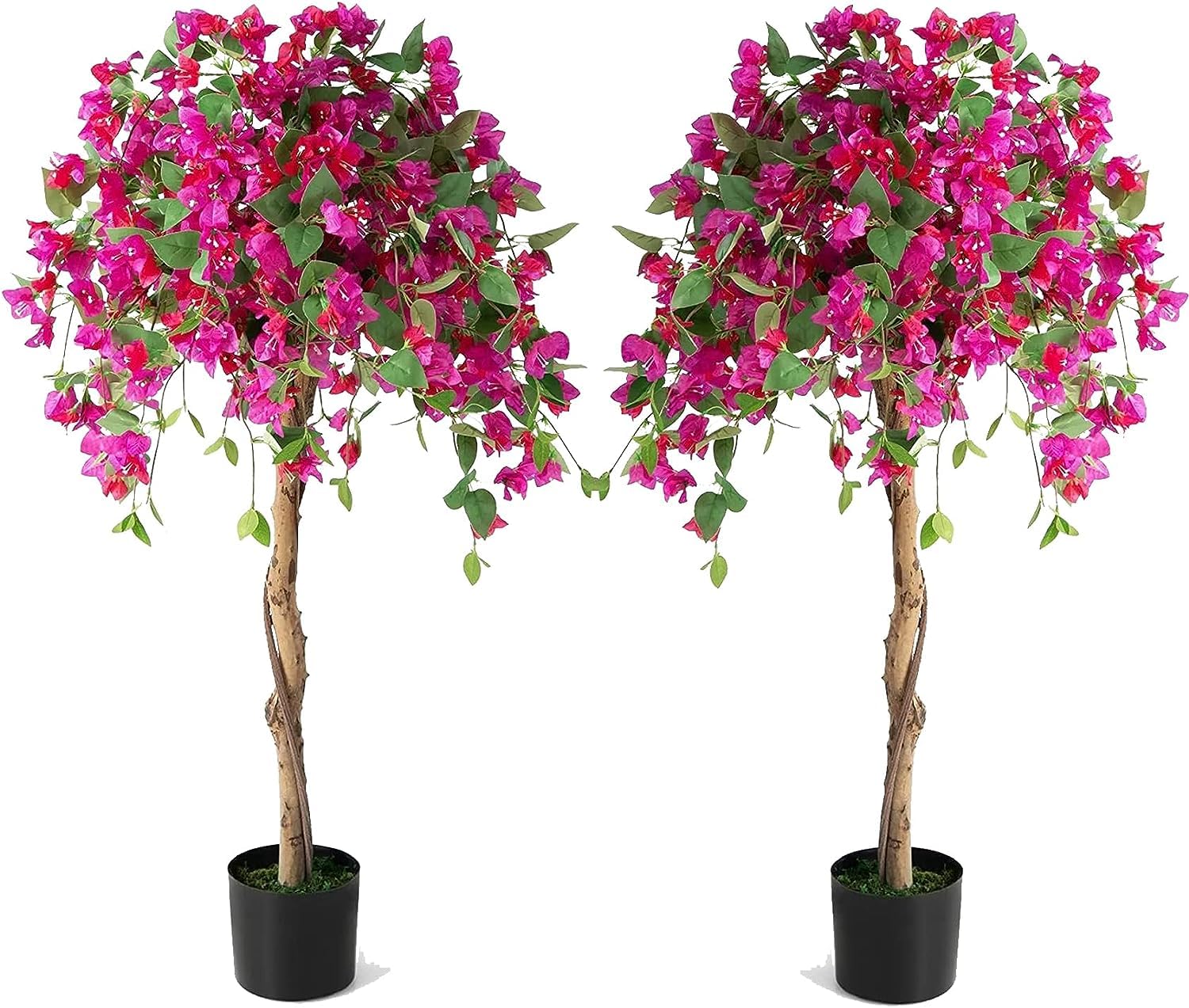 Goplus 4.5FT Bougainvillea Artificial Tree, Fake Potted Plant w/ 312 Flowers - Image 10
