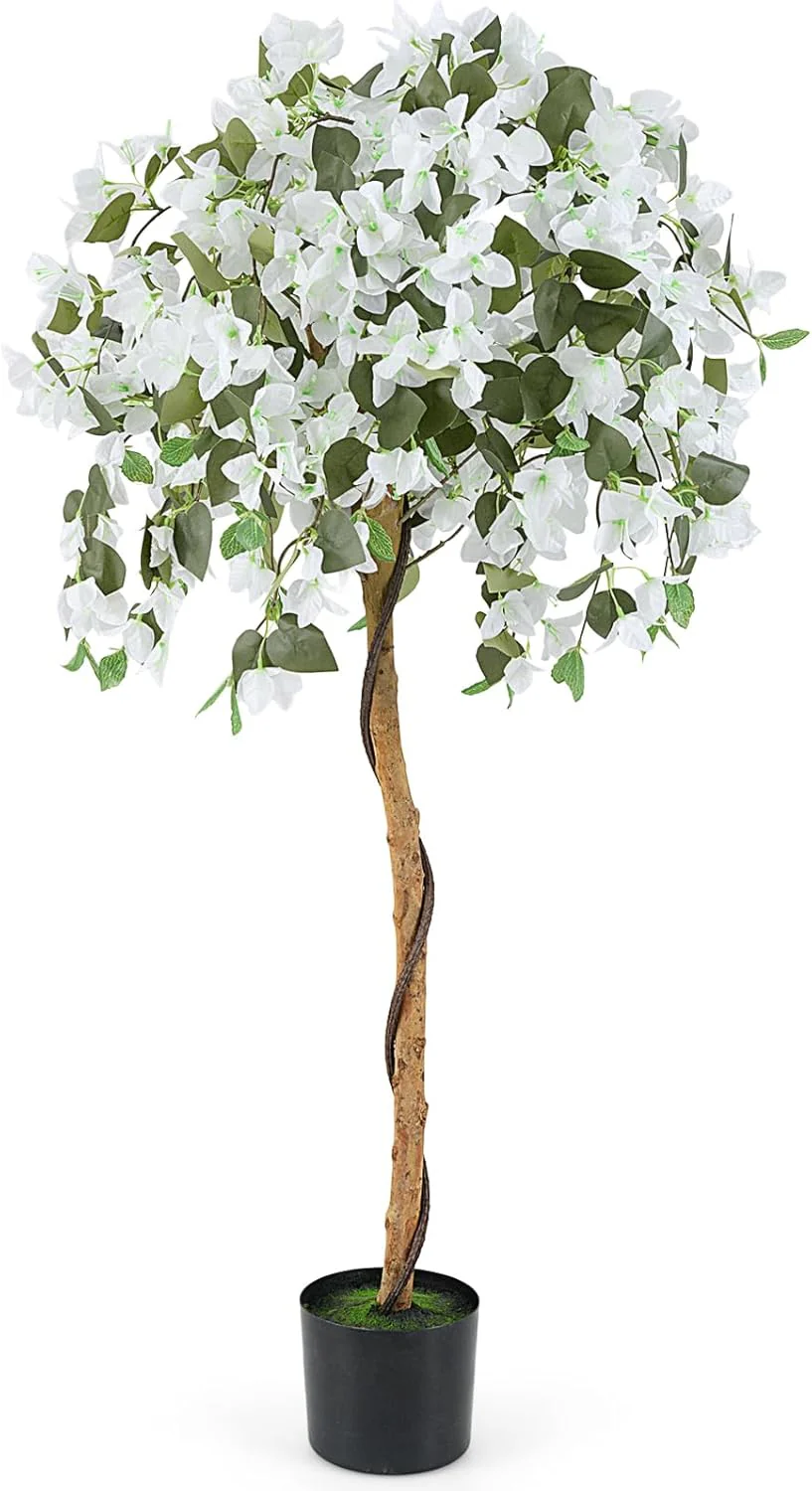 Goplus 4.5FT Bougainvillea Artificial Tree, Fake Potted Plant w/ 312 Flowers - Image 11