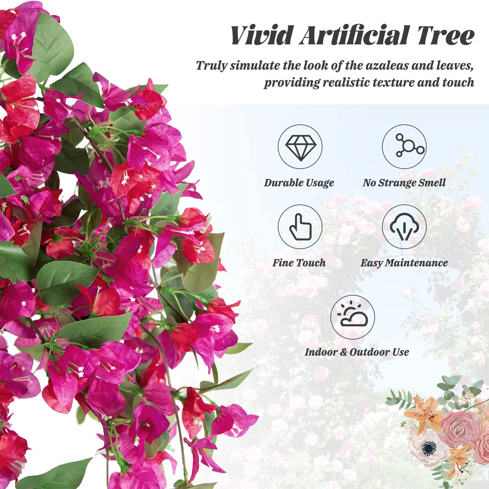 Goplus 4.5FT Bougainvillea Artificial Tree, Fake Potted Plant w/ 312 Flowers - Image 5