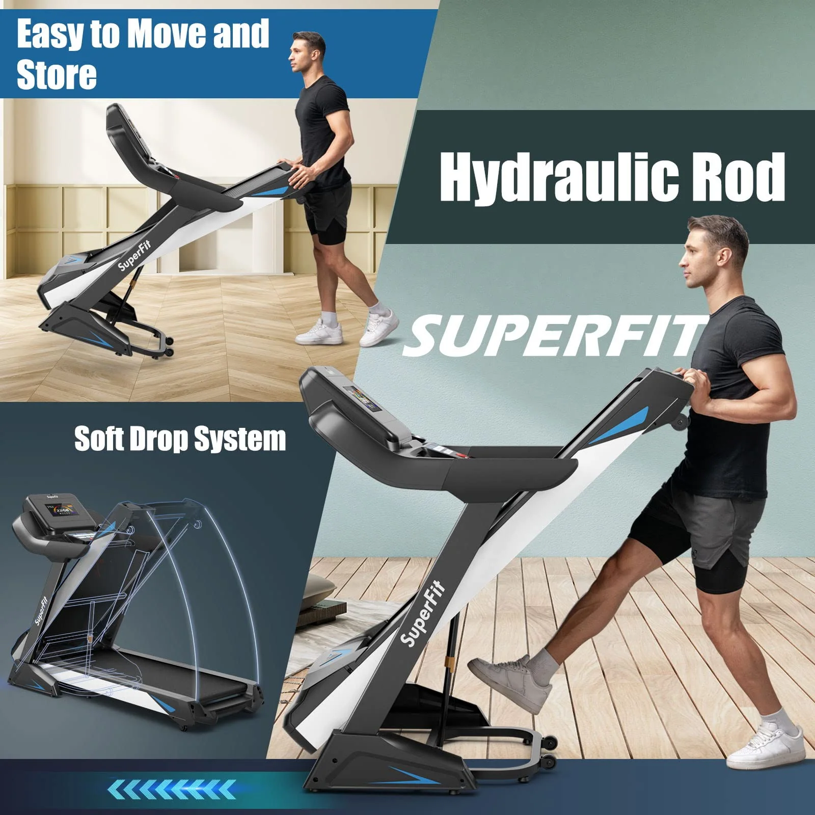 Goplus 4.75HP Folding Treadmill with 15% Auto Incline and APP, Commercial Heavy Duty Superfit Treadmill with 20 Preset Programs - Image 3