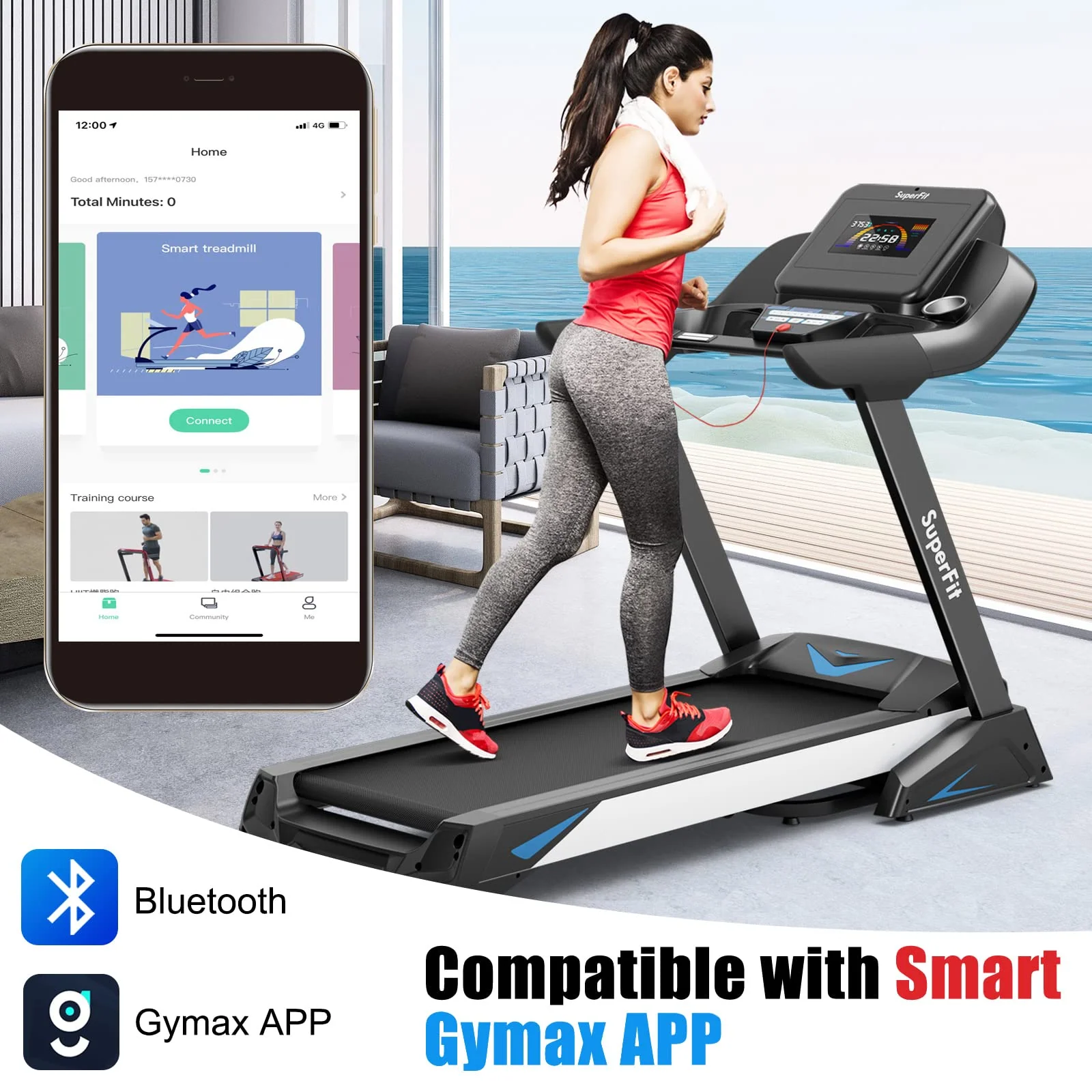 Goplus 4.75HP Folding Treadmill with 15% Auto Incline and APP, Commercial Heavy Duty Superfit Treadmill with 20 Preset Programs - Image 6