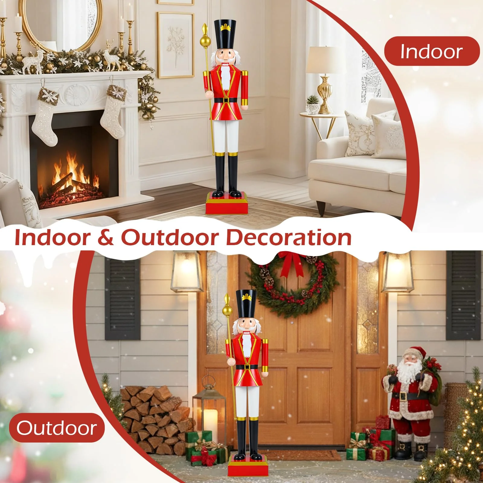 Goplus 4' Christmas Nutcracker w/High Hat Beautiful Scepter Uniform & Boots - Image 5