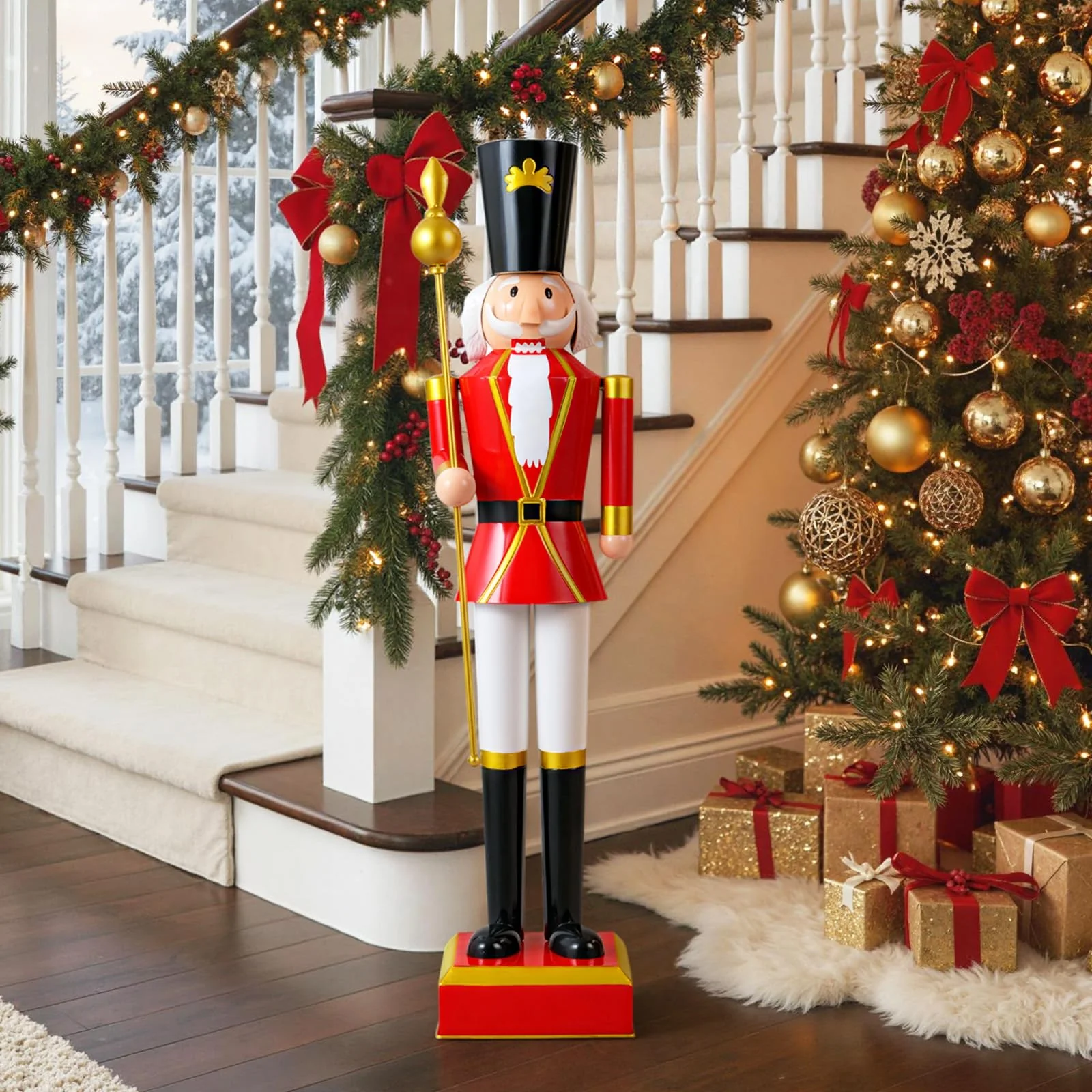 Goplus 4' Christmas Nutcracker w/High Hat Beautiful Scepter Uniform & Boots - Image 6