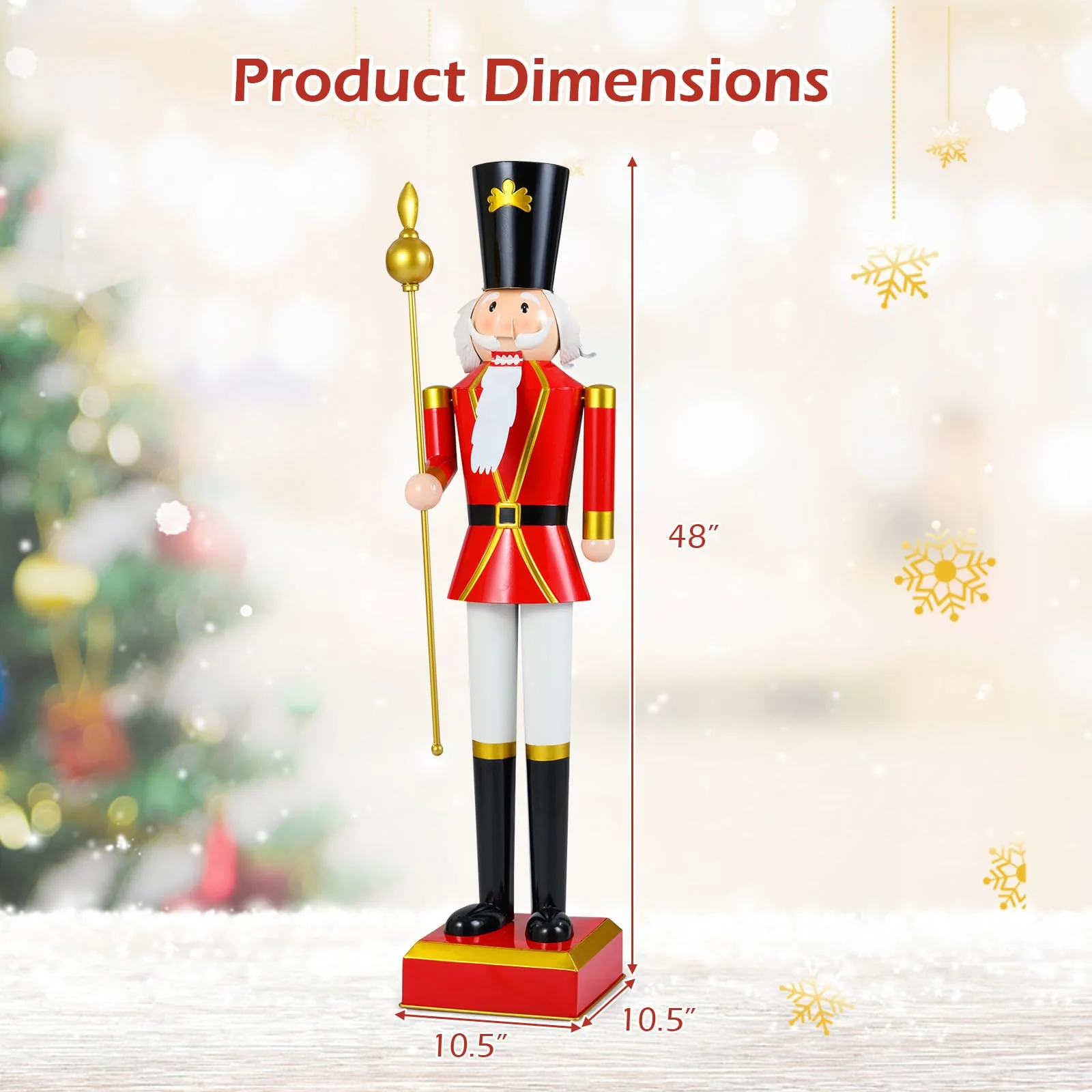 Goplus 4' Christmas Nutcracker w/High Hat Beautiful Scepter Uniform & Boots - Image 8