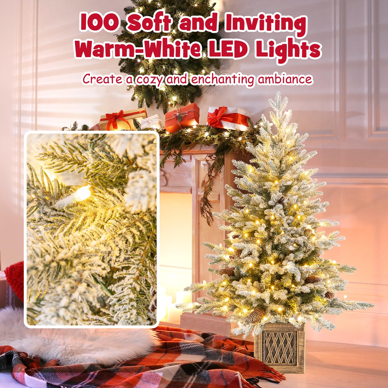 Goplus 4 FT Pre-lit Entrance Christmas Tree with 231 Branch Tips and 100 LED Lights - Image 2