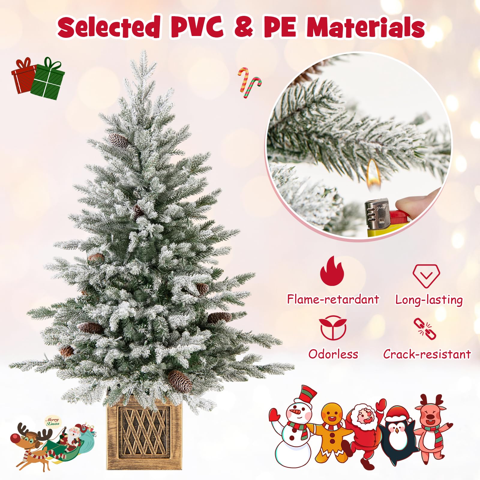 Goplus 4 FT Pre-lit Entrance Christmas Tree with 231 Branch Tips and 100 LED Lights - Image 3
