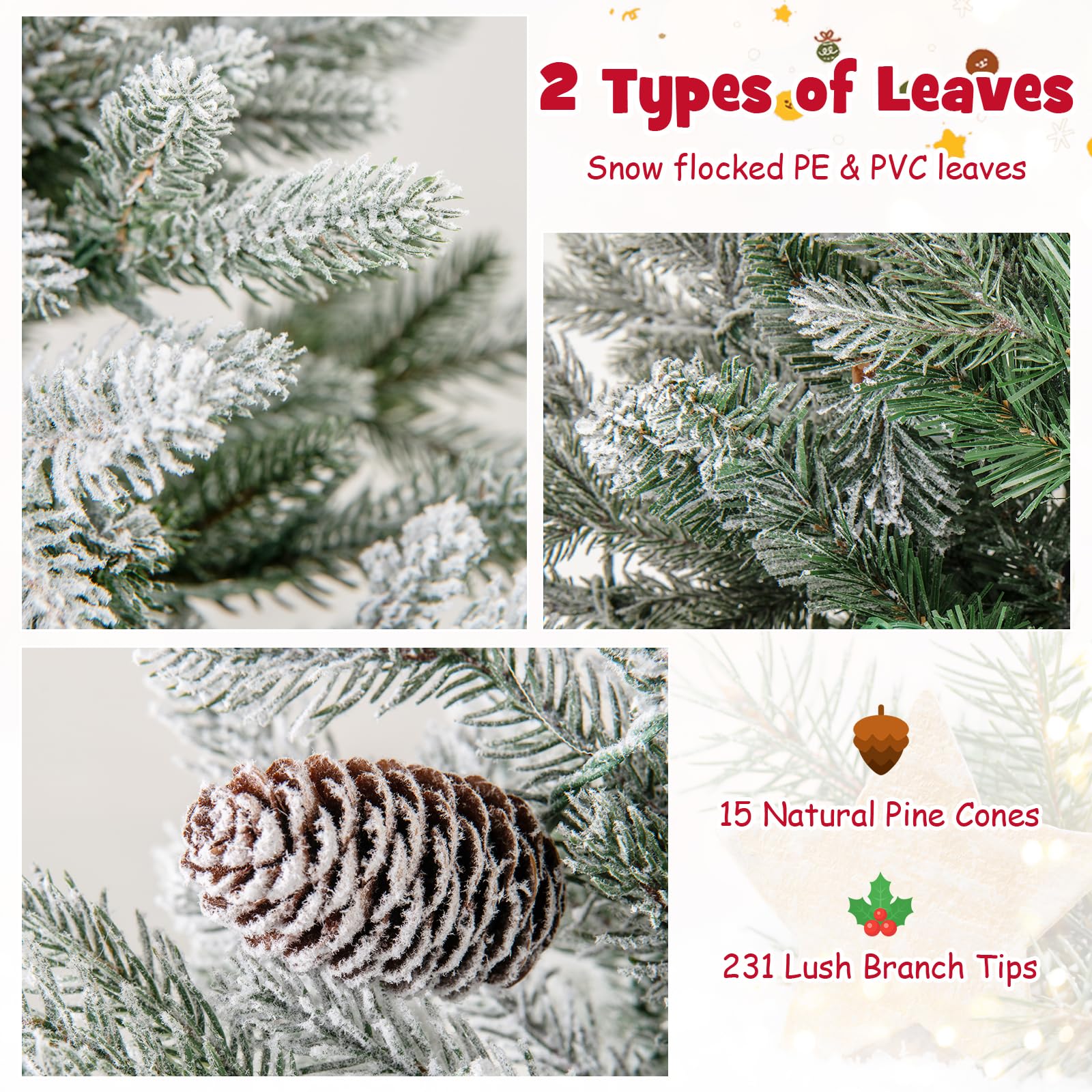 Goplus 4 FT Pre-lit Entrance Christmas Tree with 231 Branch Tips and 100 LED Lights - Image 4