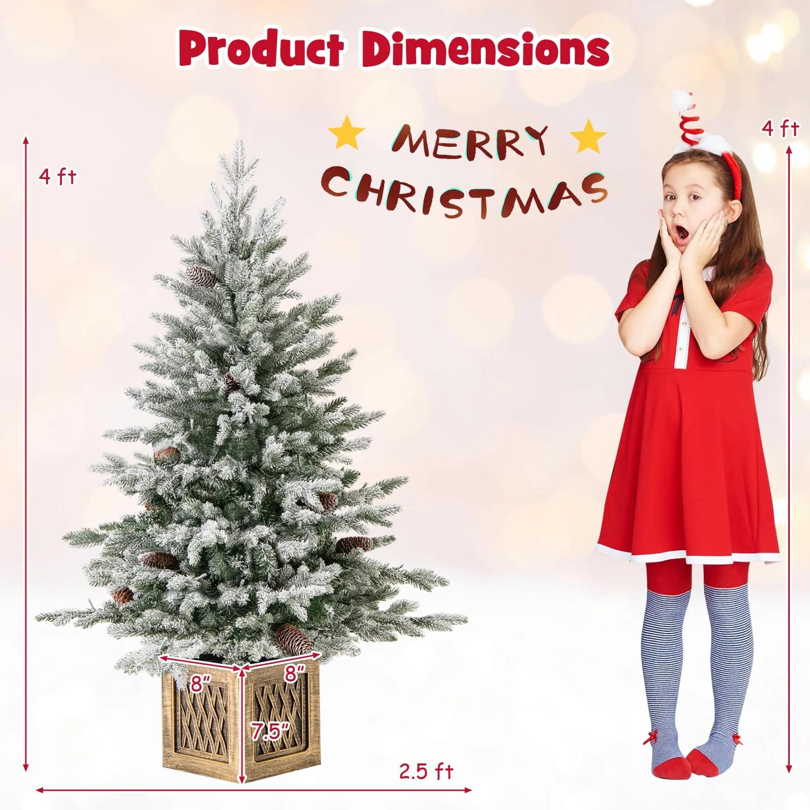 Goplus 4 FT Pre-lit Entrance Christmas Tree with 231 Branch Tips and 100 LED Lights - Image 6