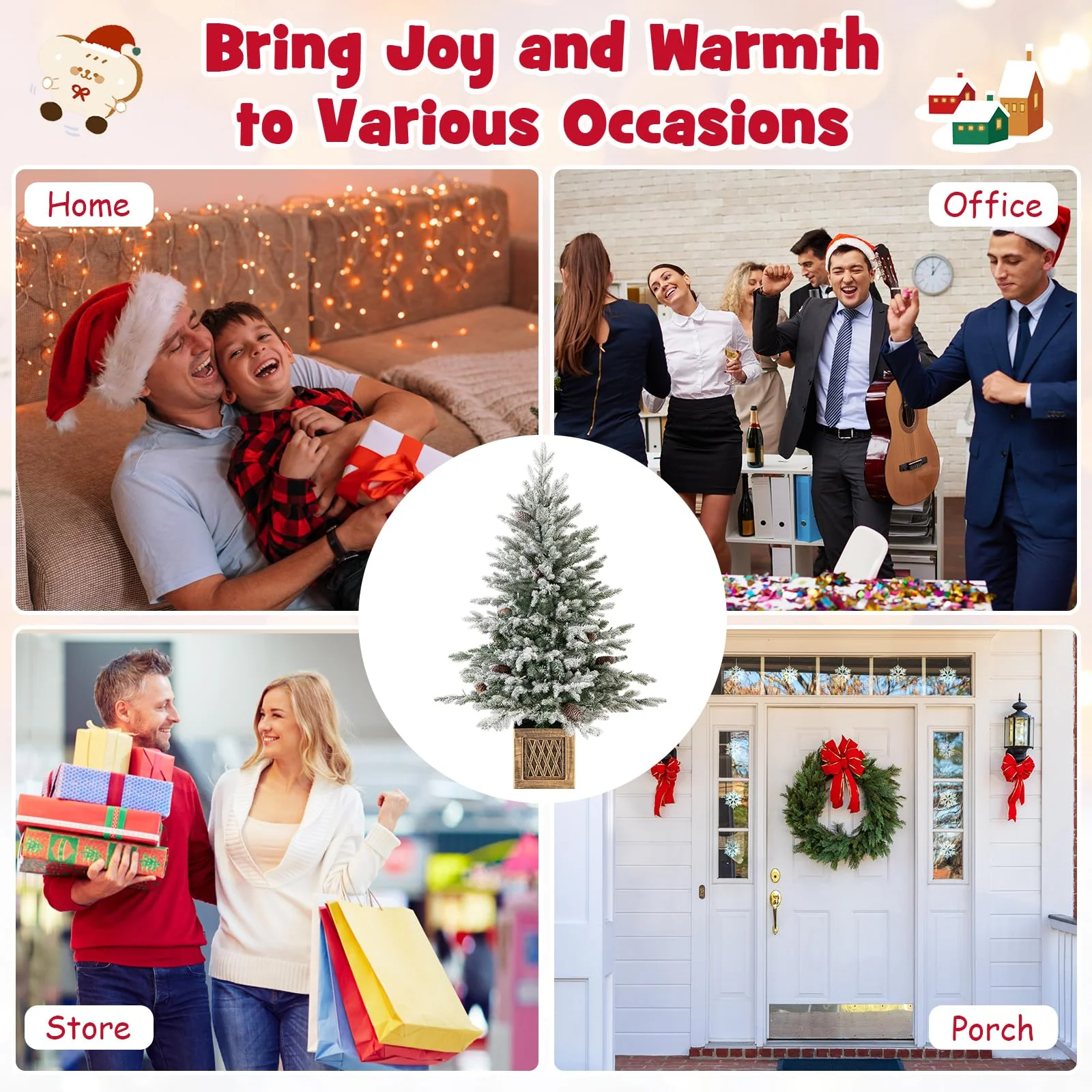 Goplus 4 FT Pre-lit Entrance Christmas Tree with 231 Branch Tips and 100 LED Lights - Image 7