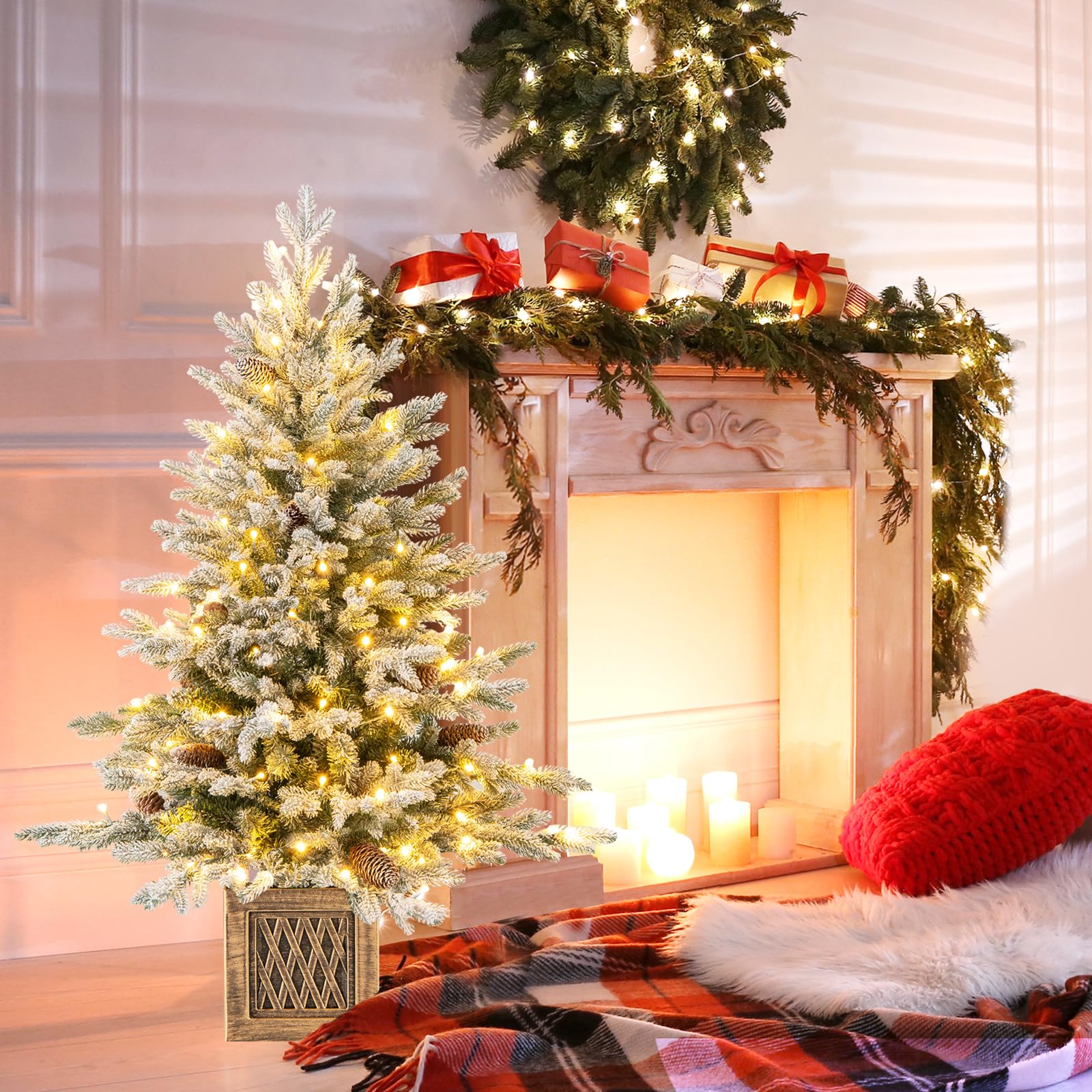 Goplus 4 FT Pre-lit Entrance Christmas Tree with 231 Branch Tips and 100 LED Lights - Image 9