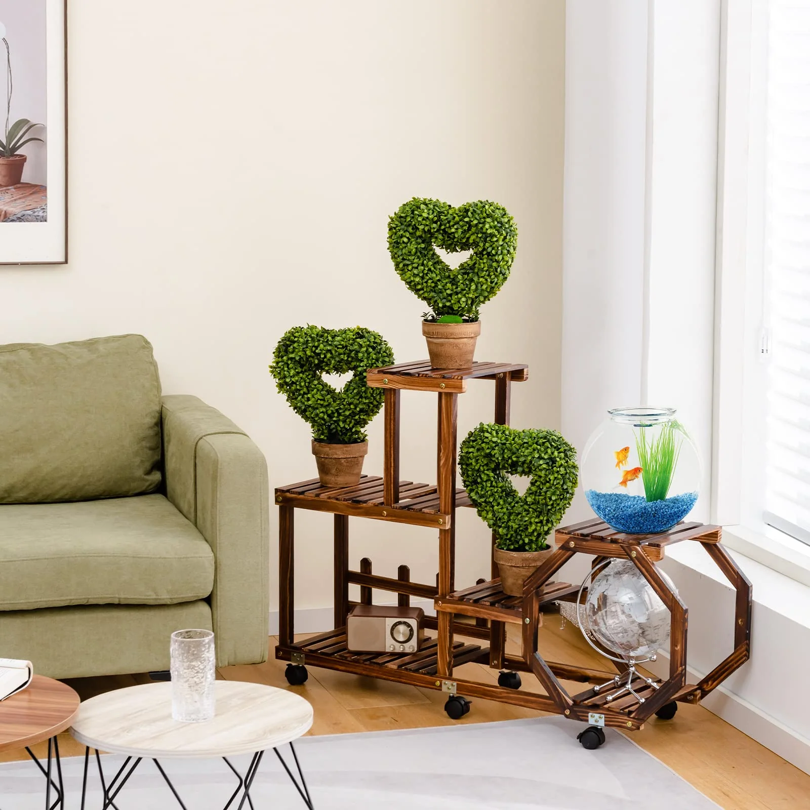 Goplus 4 Pack Artificial Boxwood Topiary Trees - Image 2