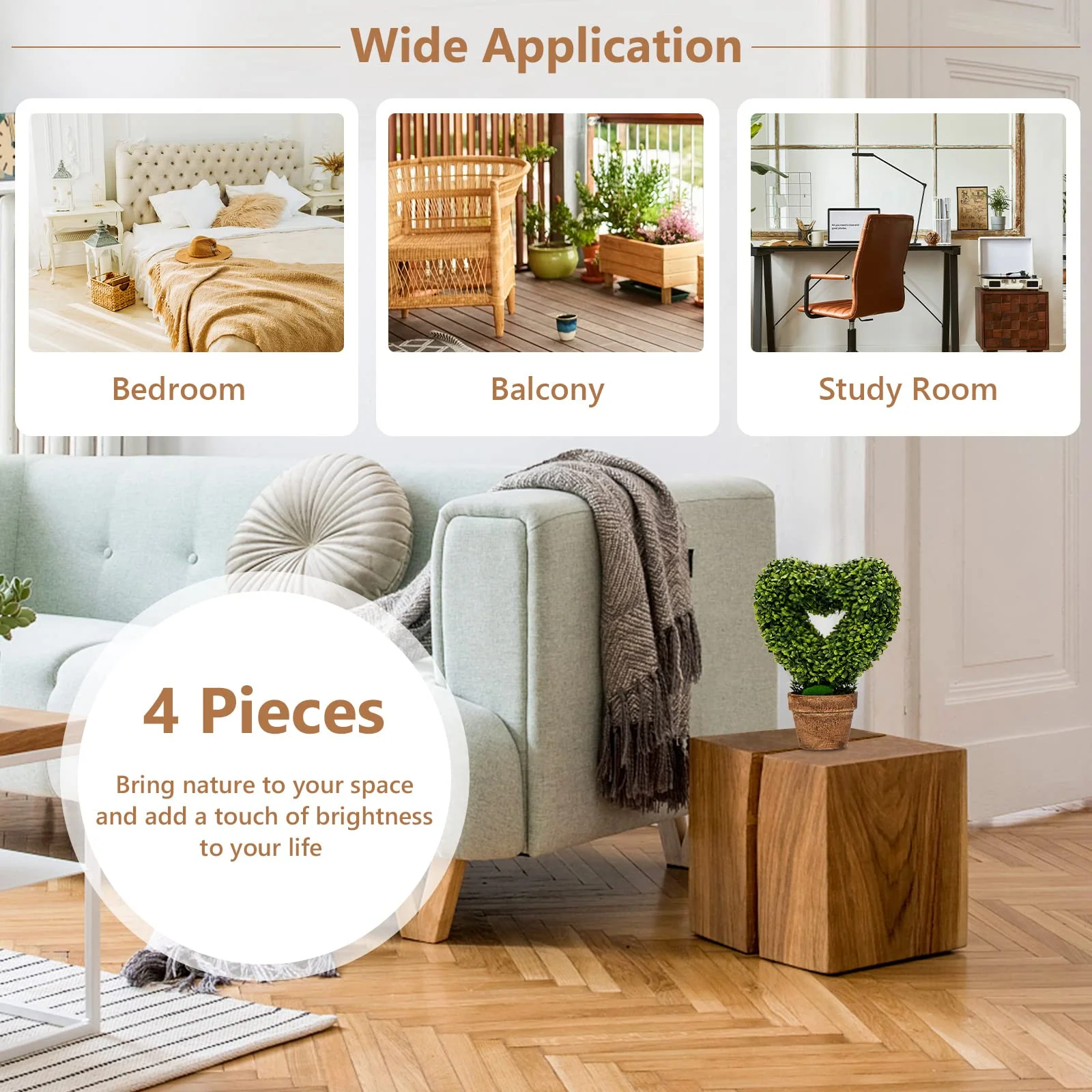 Goplus 4 Pack Artificial Boxwood Topiary Trees - Image 7
