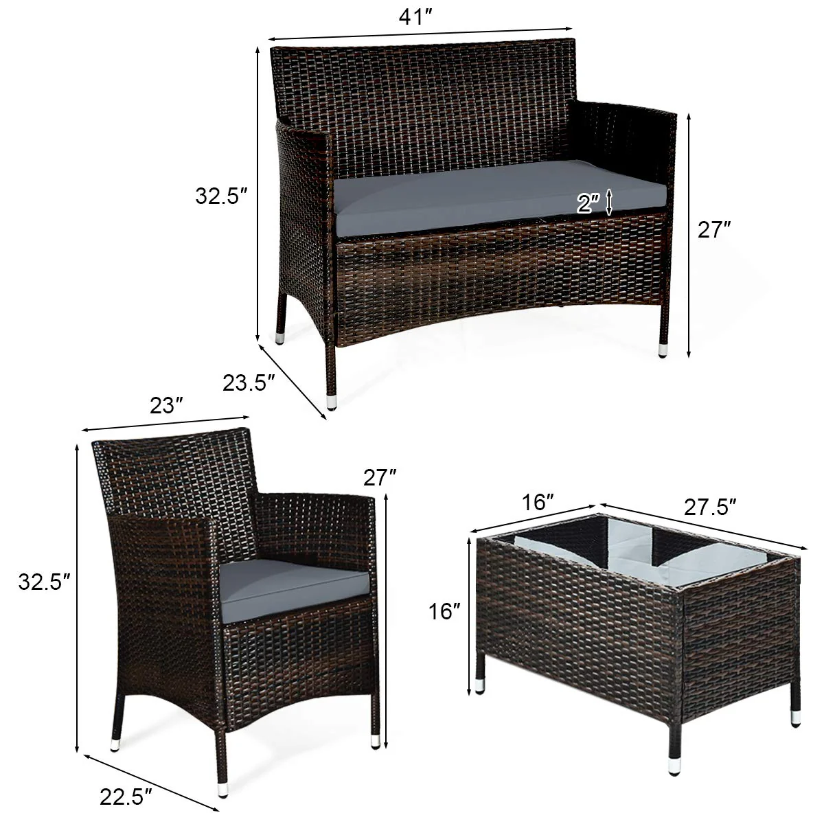 Goplus 4-Piece Rattan Patio Set - Image 4