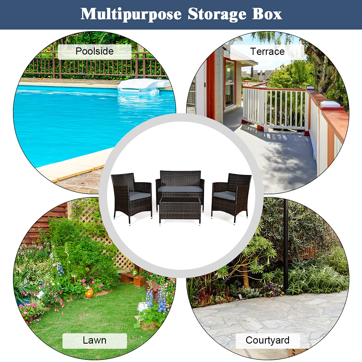 Goplus 4-Piece Rattan Patio Set - Image 9