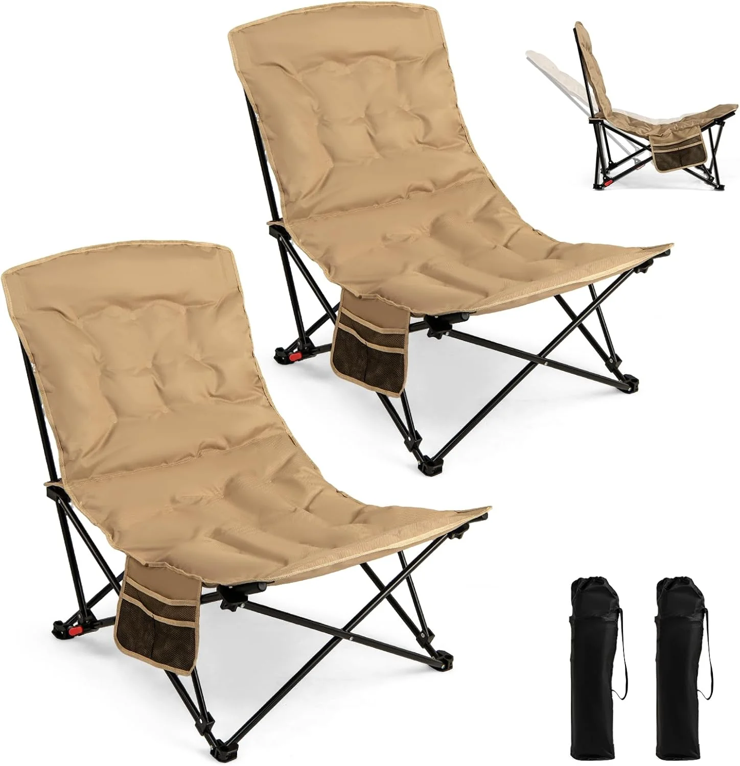 Goplus 4-Position Padded Outdoor Chair with 500 LBS Support Portable Folding Camping Chair - Image 10