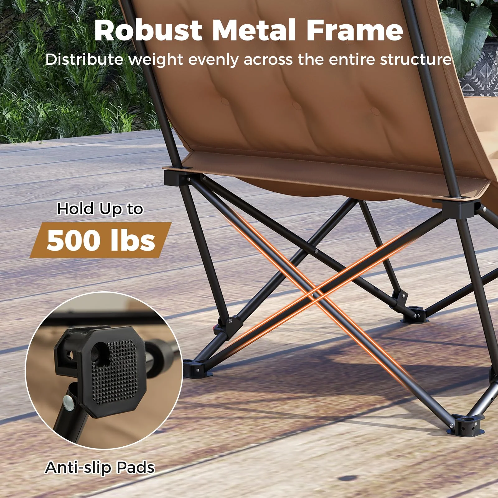 Goplus 4-Position Padded Outdoor Chair with 500 LBS Support Portable Folding Camping Chair - Image 5