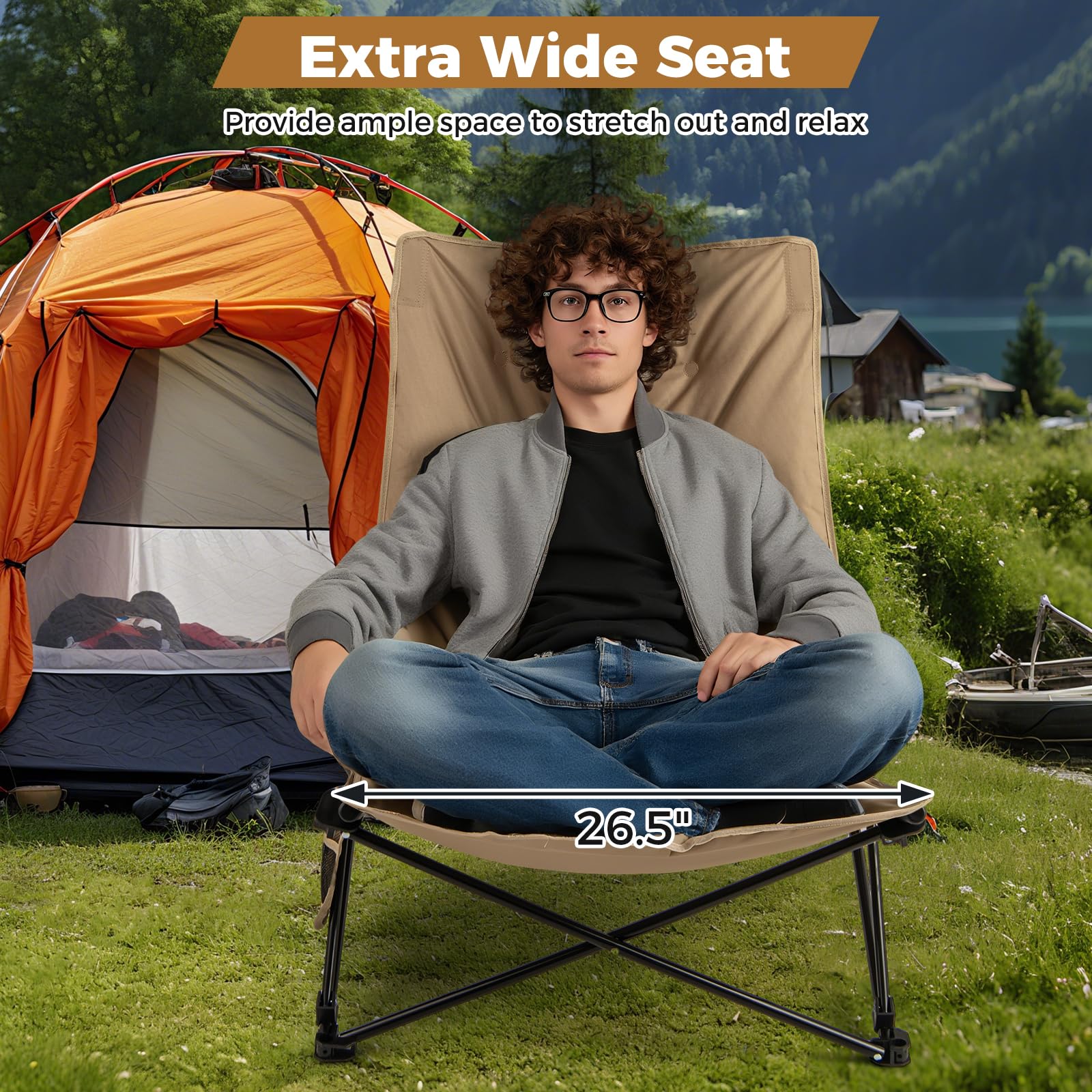 Goplus 4-Position Padded Outdoor Chair with 500 LBS Support Portable Folding Camping Chair - Image 8