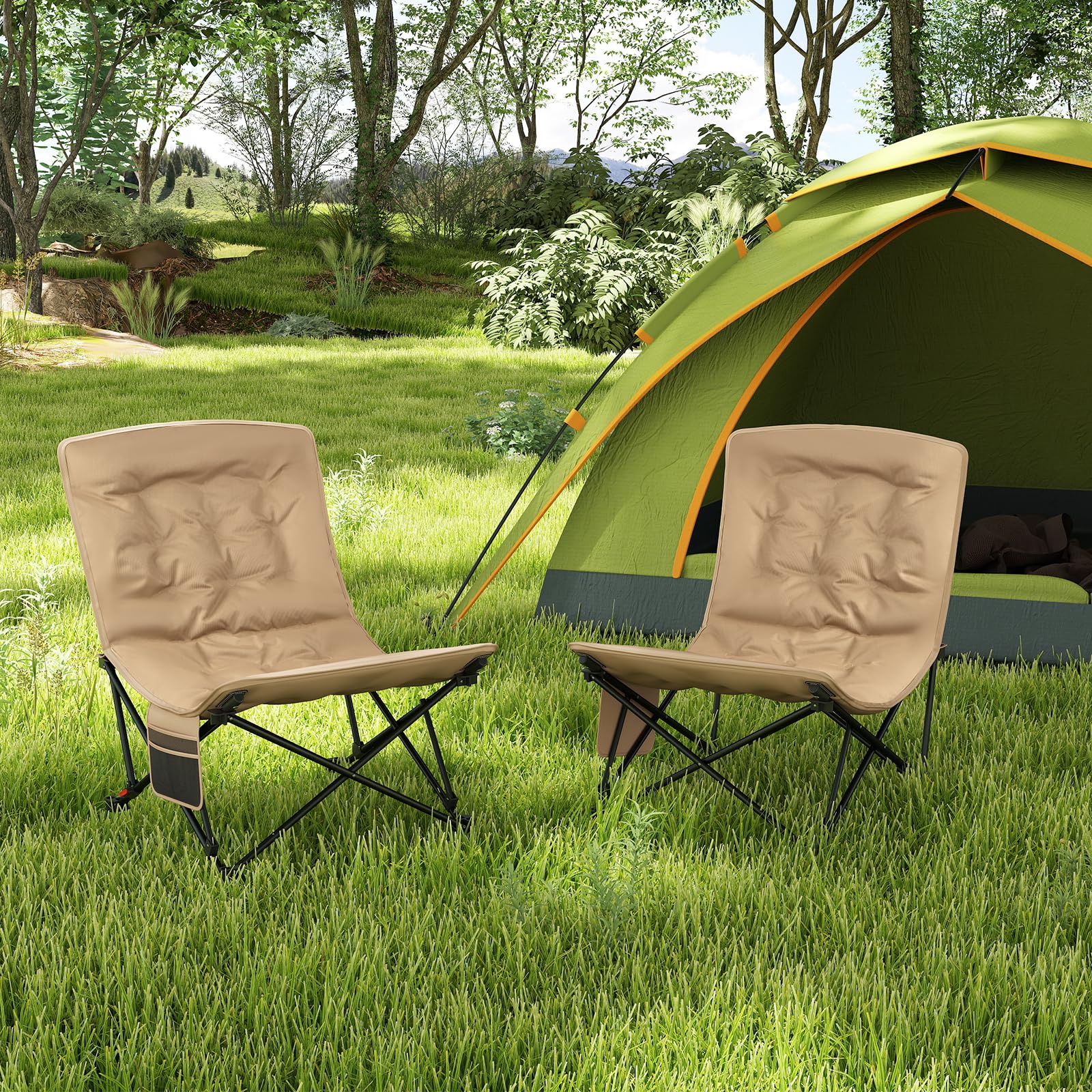 Goplus 4-Position Padded Outdoor Chair with 500 LBS Support Portable Folding Camping Chair - Image 9