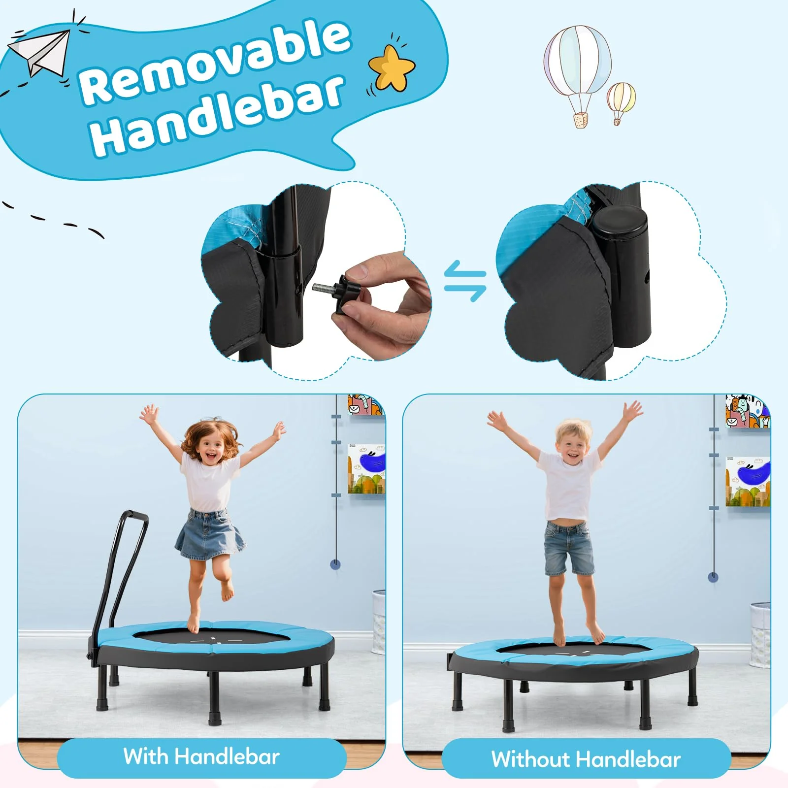 Goplus 40" Trampoline with Foam Handlebar & Safety Pad - Image 2