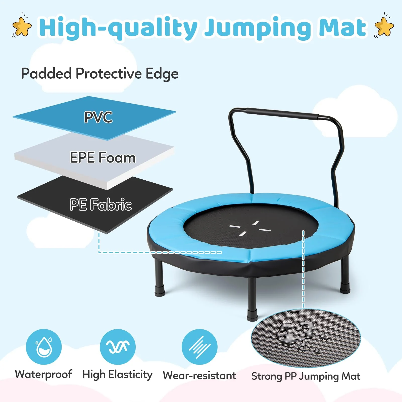 Goplus 40" Trampoline with Foam Handlebar & Safety Pad - Image 3