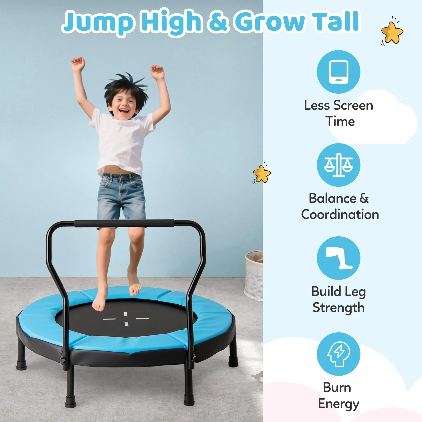 Goplus 40" Trampoline with Foam Handlebar & Safety Pad - Image 4