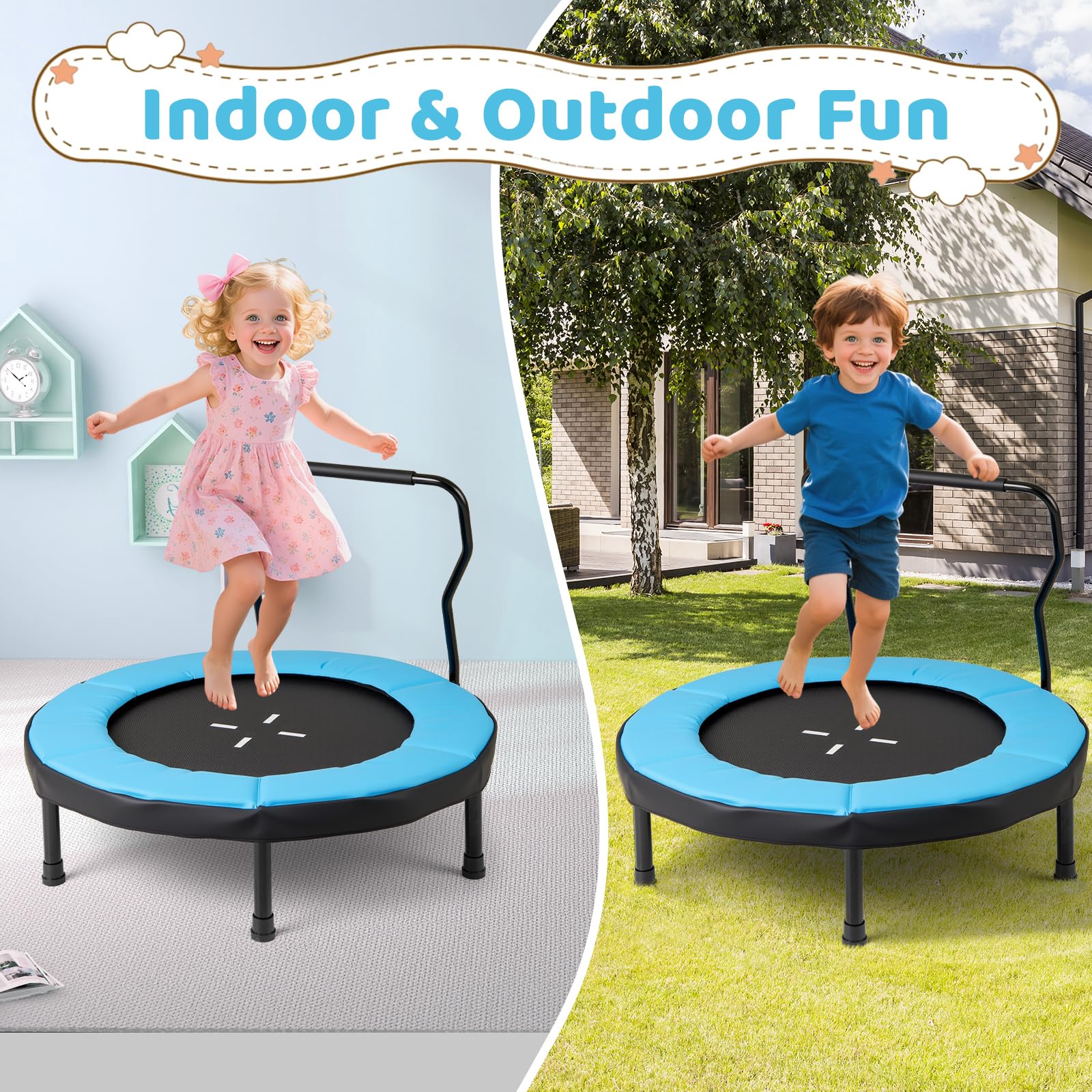 Goplus 40" Trampoline with Foam Handlebar & Safety Pad - Image 8