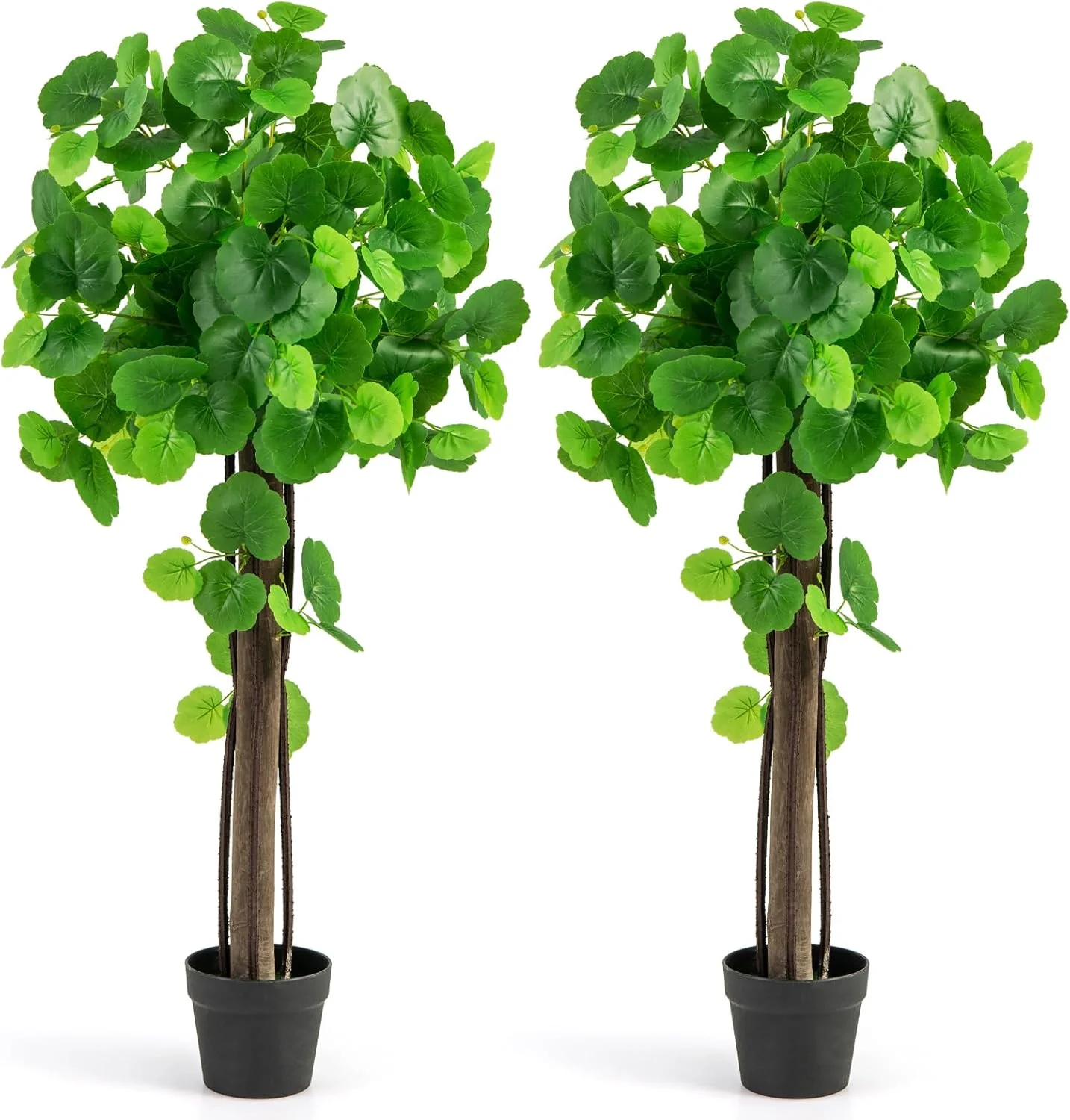 Goplus 44’’ Artificial Crabapple Tree, Tall Fake Plant in Pot with Real Wood Trunk - Image 10