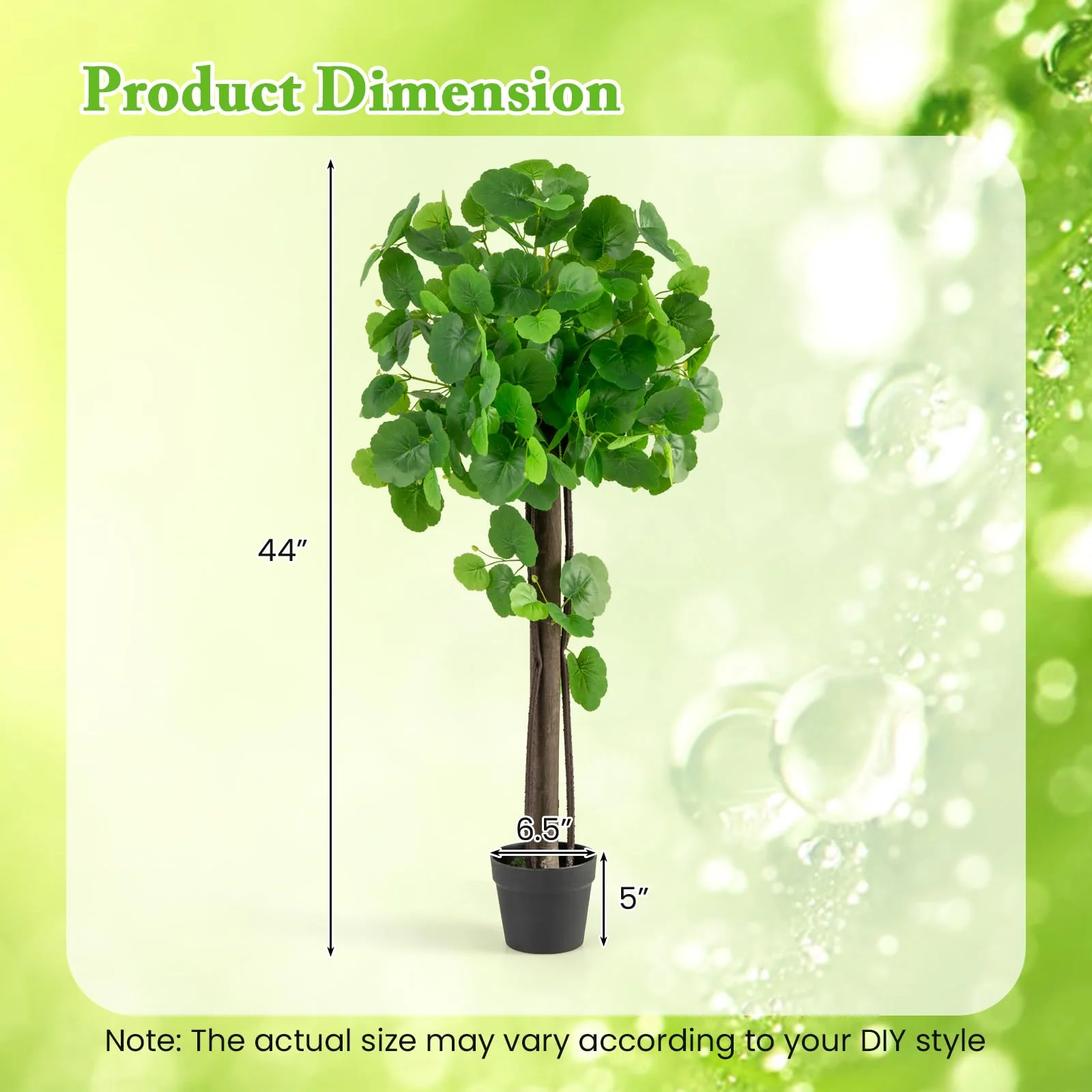 Goplus 44’’ Artificial Crabapple Tree, Tall Fake Plant in Pot with Real Wood Trunk - Image 7