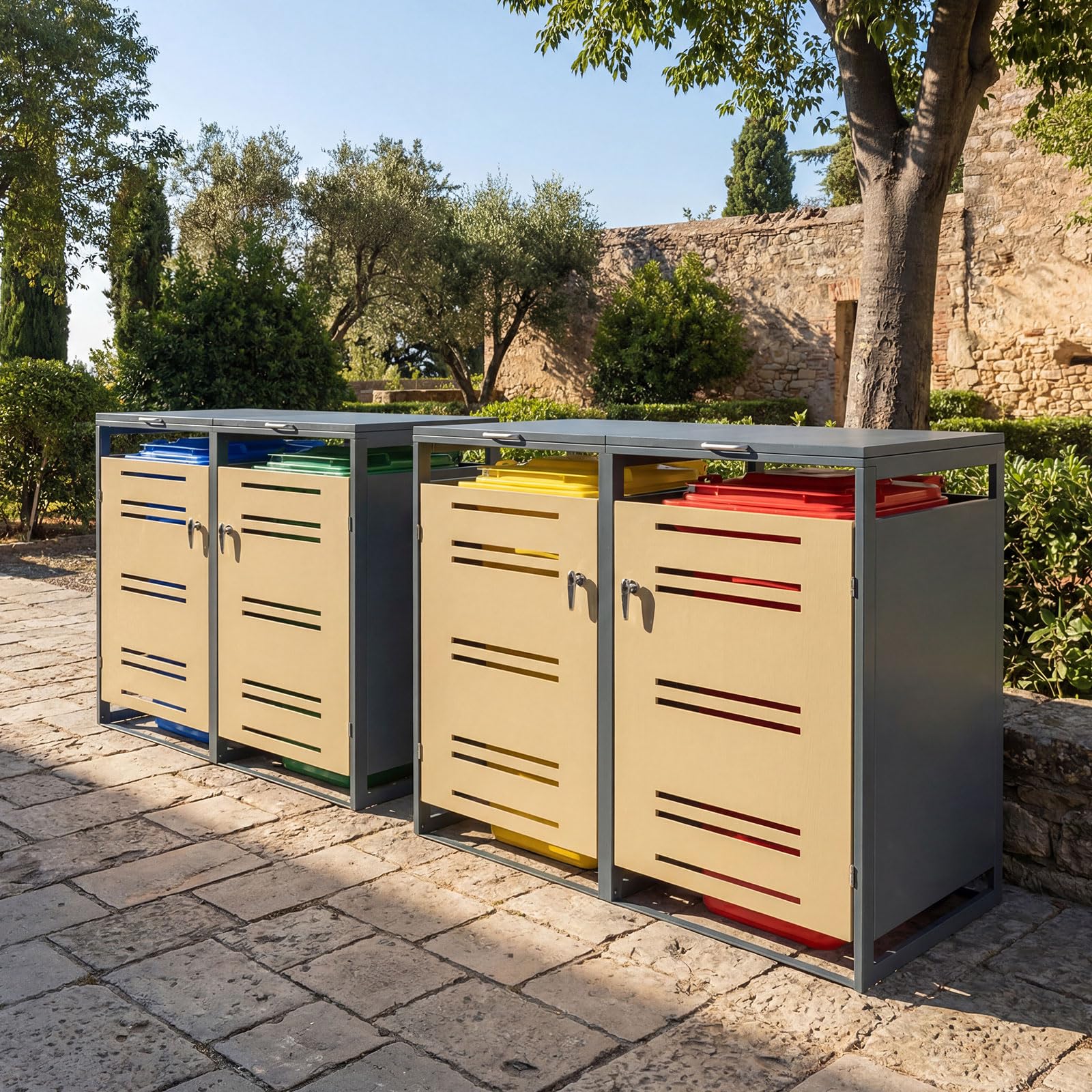 Goplus 52"x32"x46" Outdoor Trash Can Storage - Image 7