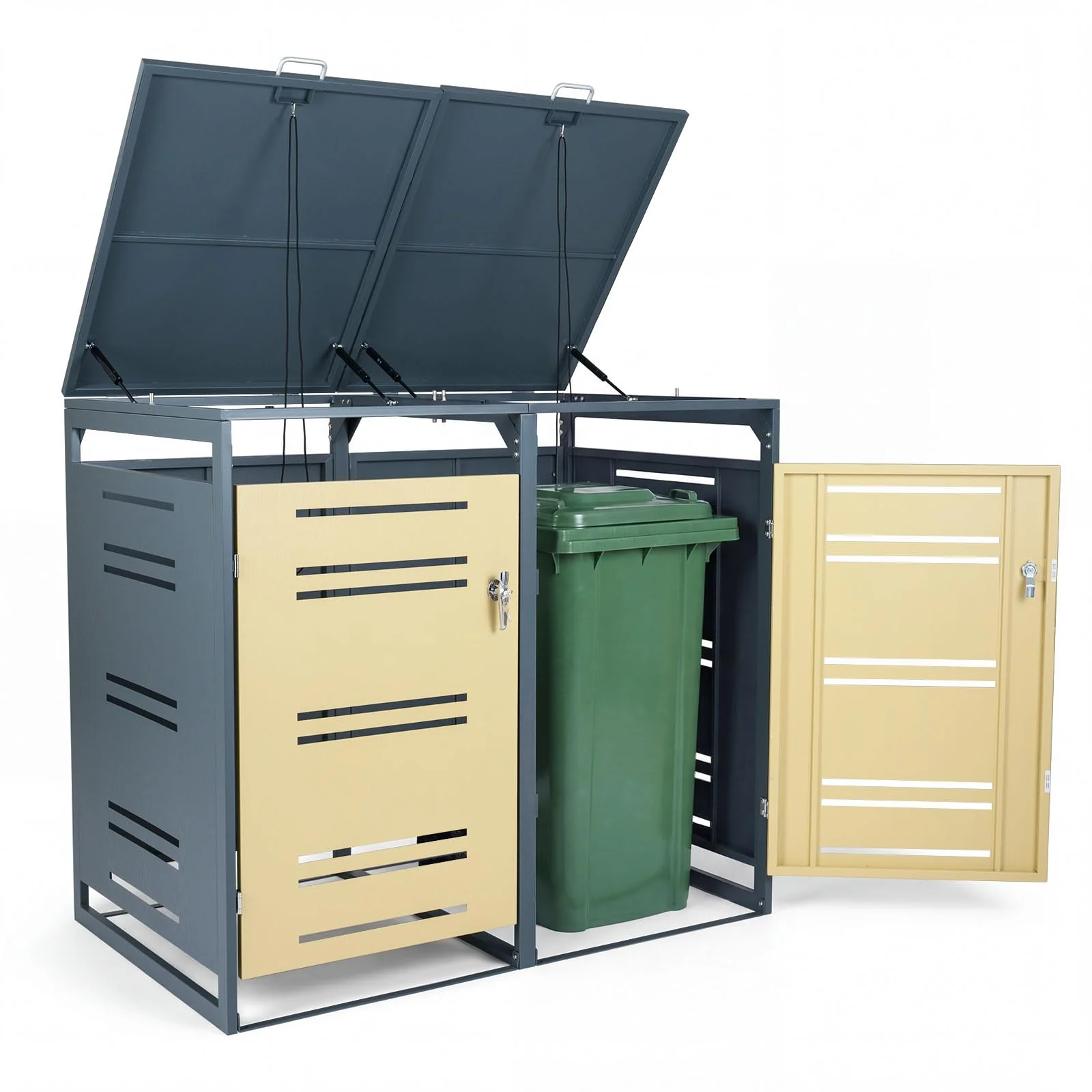 Goplus 52"x32"x46" Outdoor Trash Can Storage - Image 9