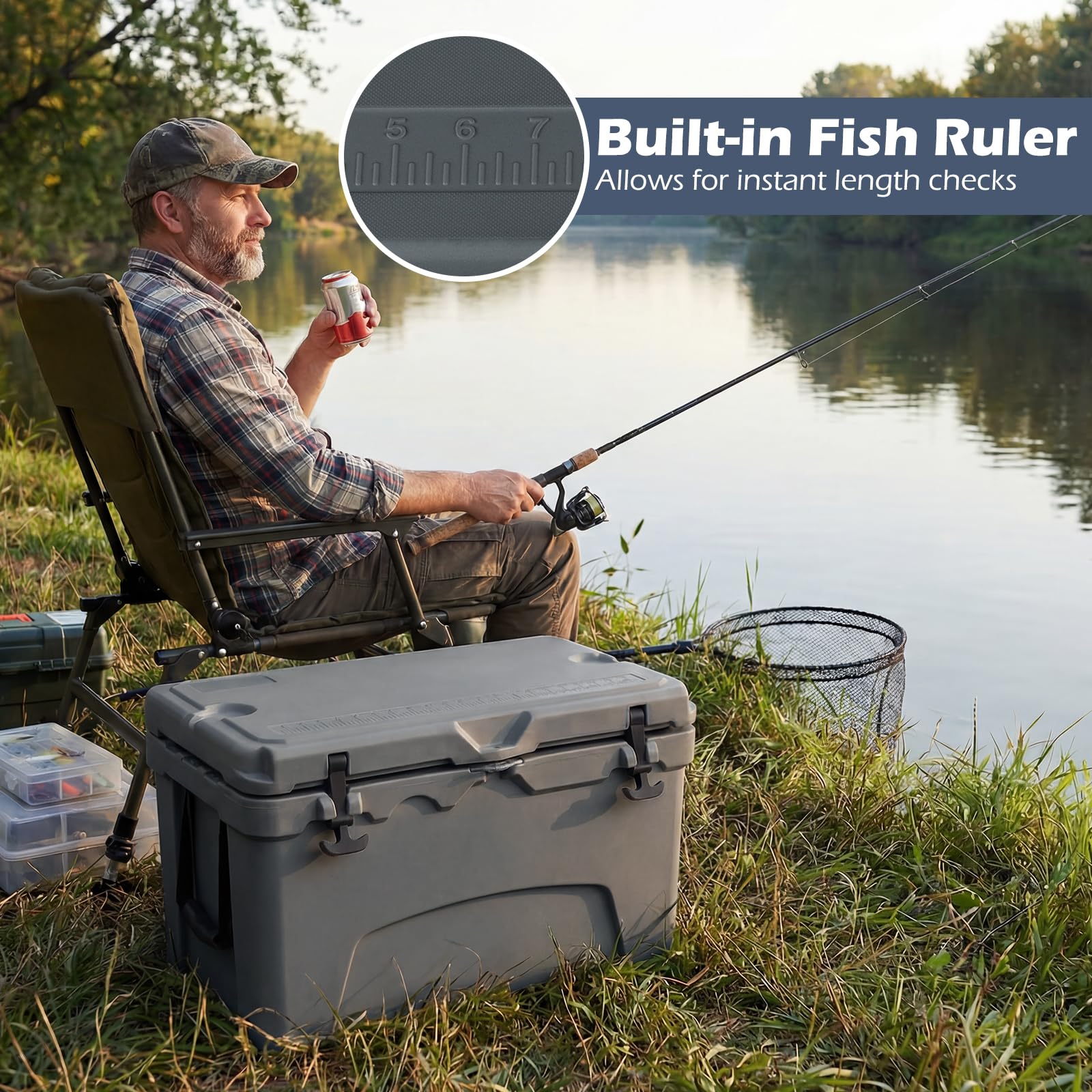 Goplus 45QT Hard Cooler w/Portable Handles & Cup Holders for Camping Fishing Beach - Image 8