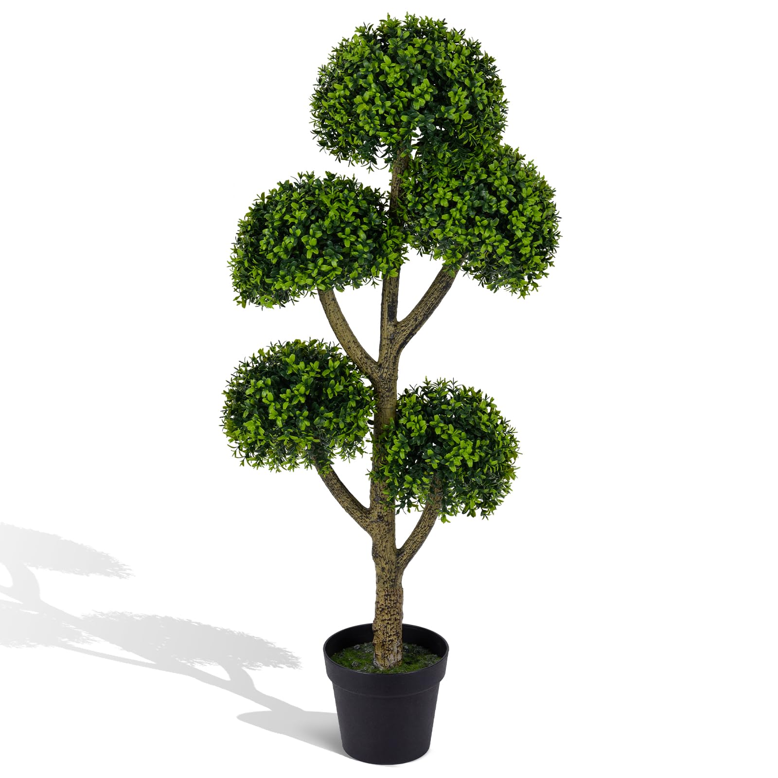 Goplus 46" Artificial Boxwood Topiary Tree with 5 Ball-Shaped Topiaries