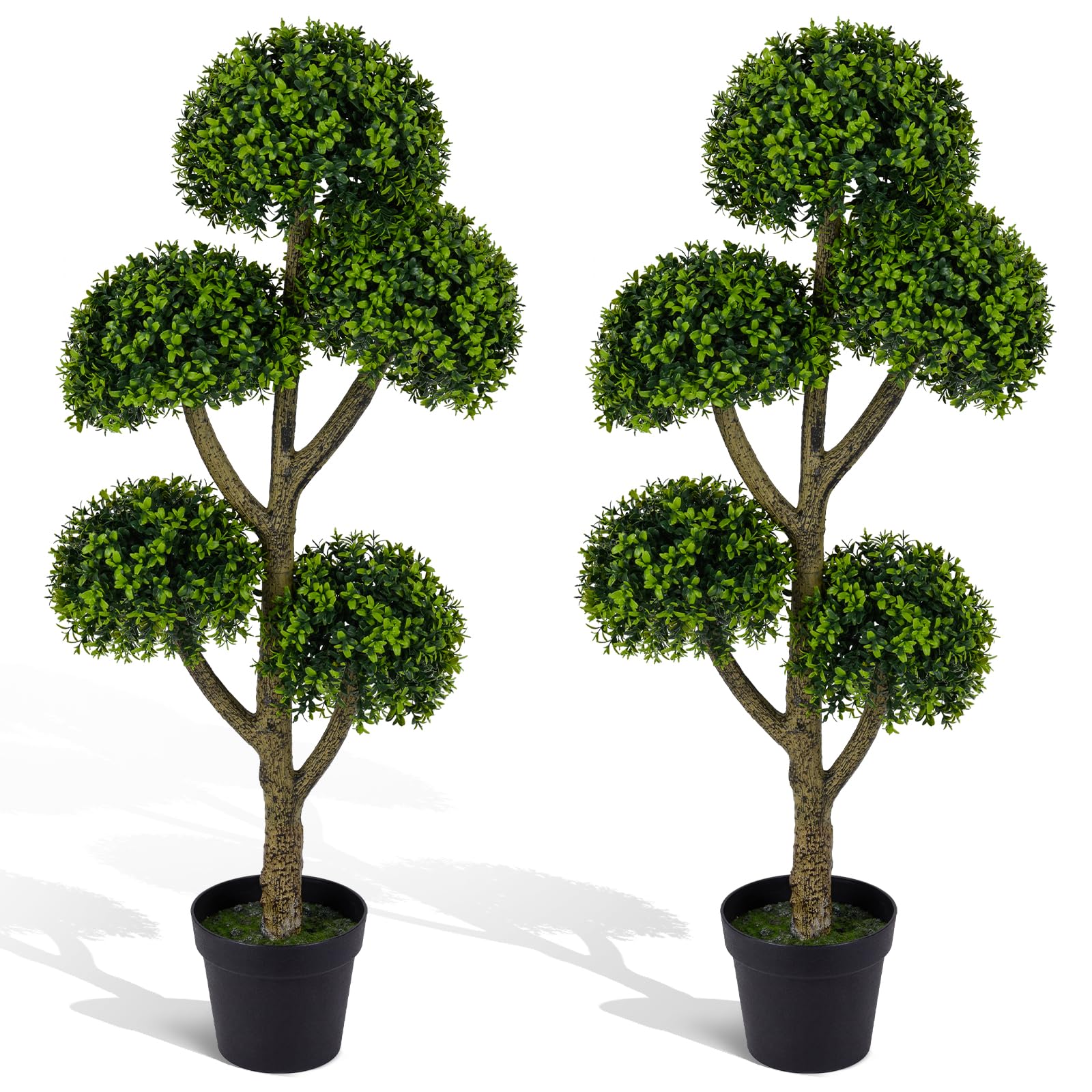 Goplus 46" Artificial Boxwood Topiary Tree with 5 Ball-Shaped Topiaries - Image 2