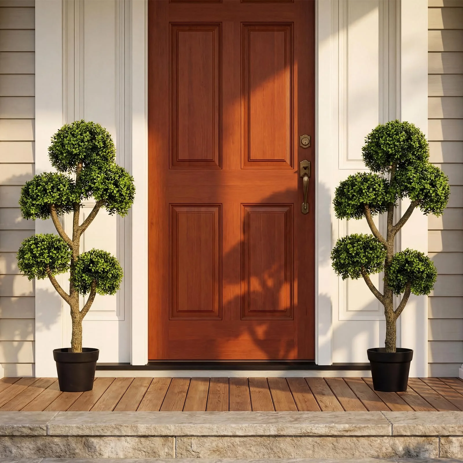 Goplus 46" Artificial Boxwood Topiary Tree with 5 Ball-Shaped Topiaries - Image 3