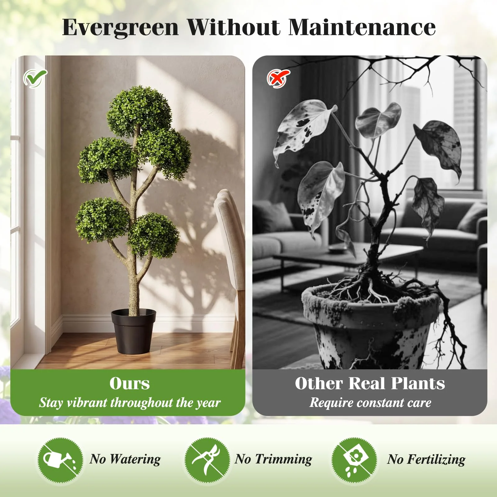 Goplus 46" Artificial Boxwood Topiary Tree with 5 Ball-Shaped Topiaries - Image 5