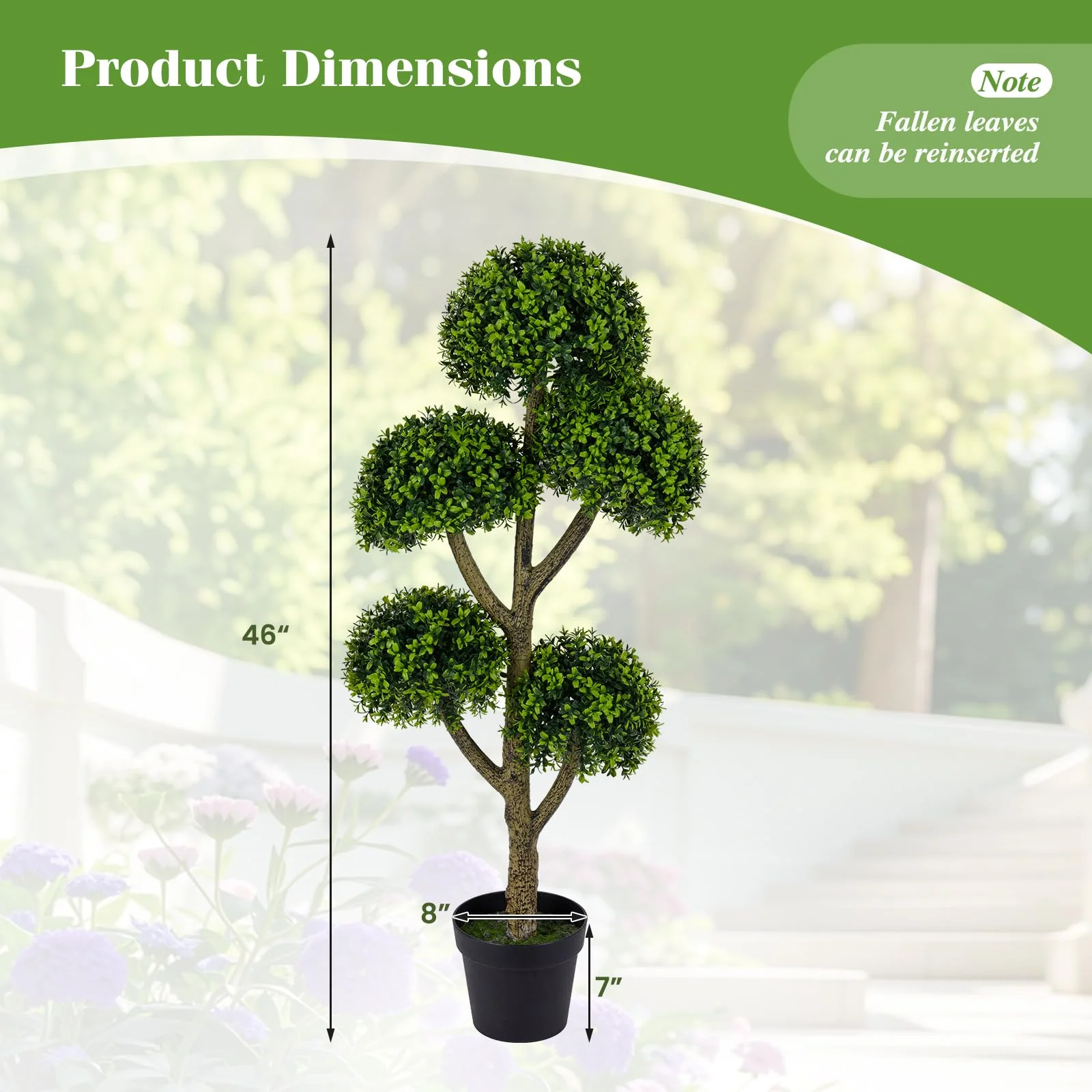 Goplus 46" Artificial Boxwood Topiary Tree with 5 Ball-Shaped Topiaries - Image 6