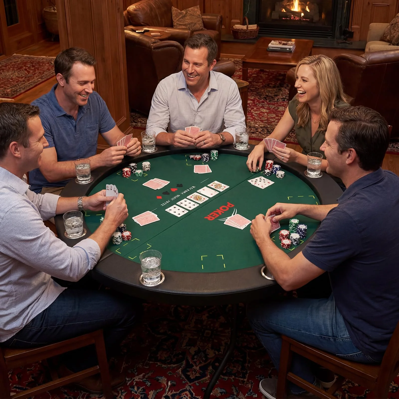 Goplus 48" 8 Player Round Casino Leisure Texas Holdem Game Table with Metal Legs - Image 9