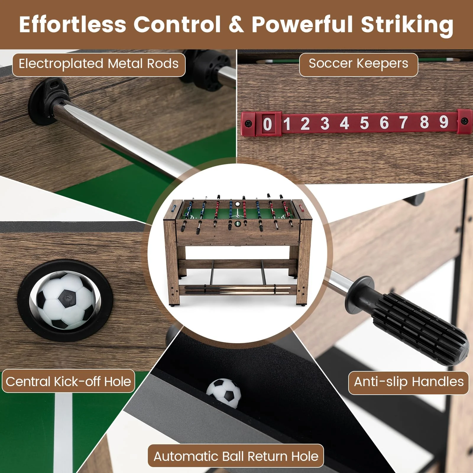 Goplus 48” Combo Game Table with Foosball & Pool for Adults - Image 3