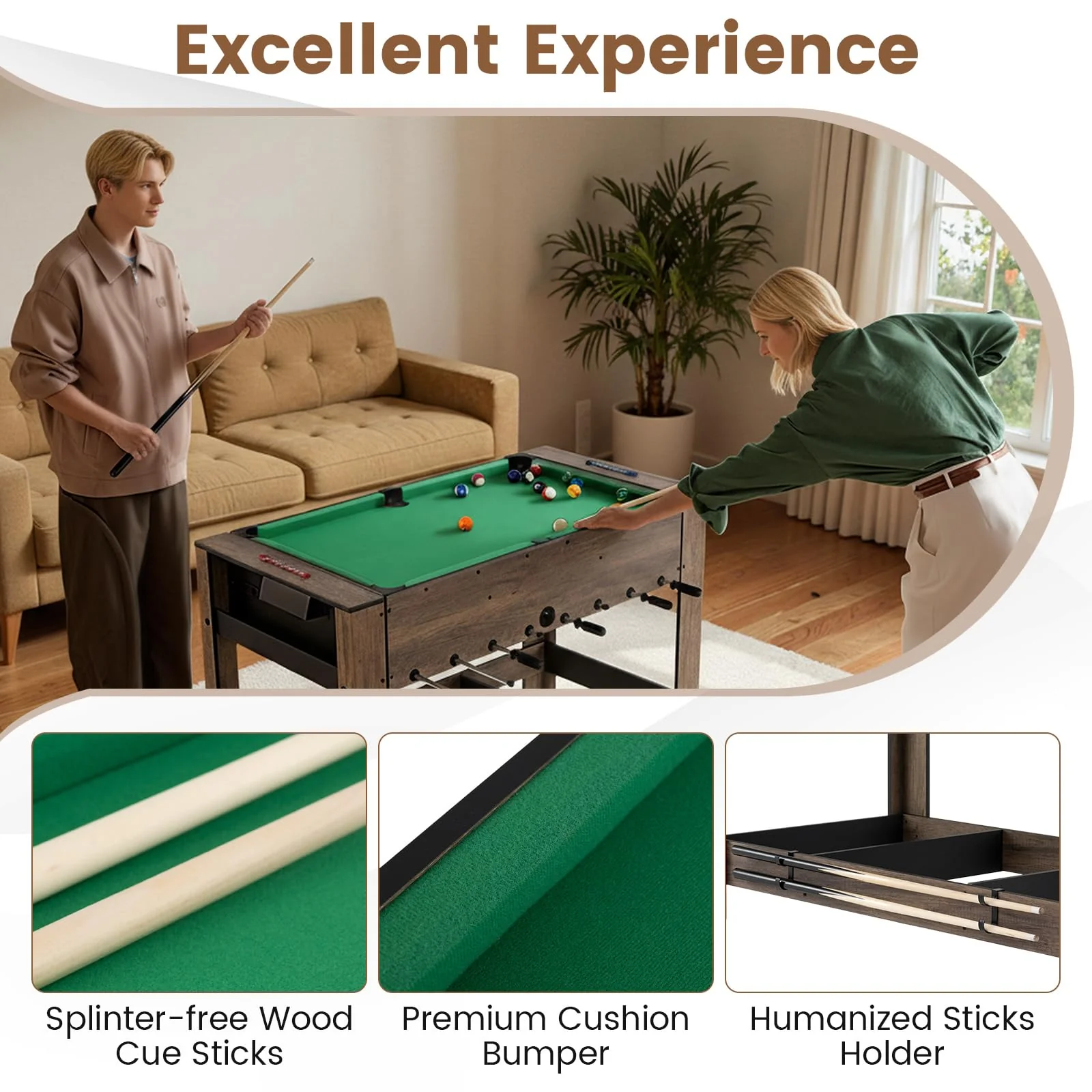 Goplus 48” Combo Game Table with Foosball & Pool for Adults - Image 4