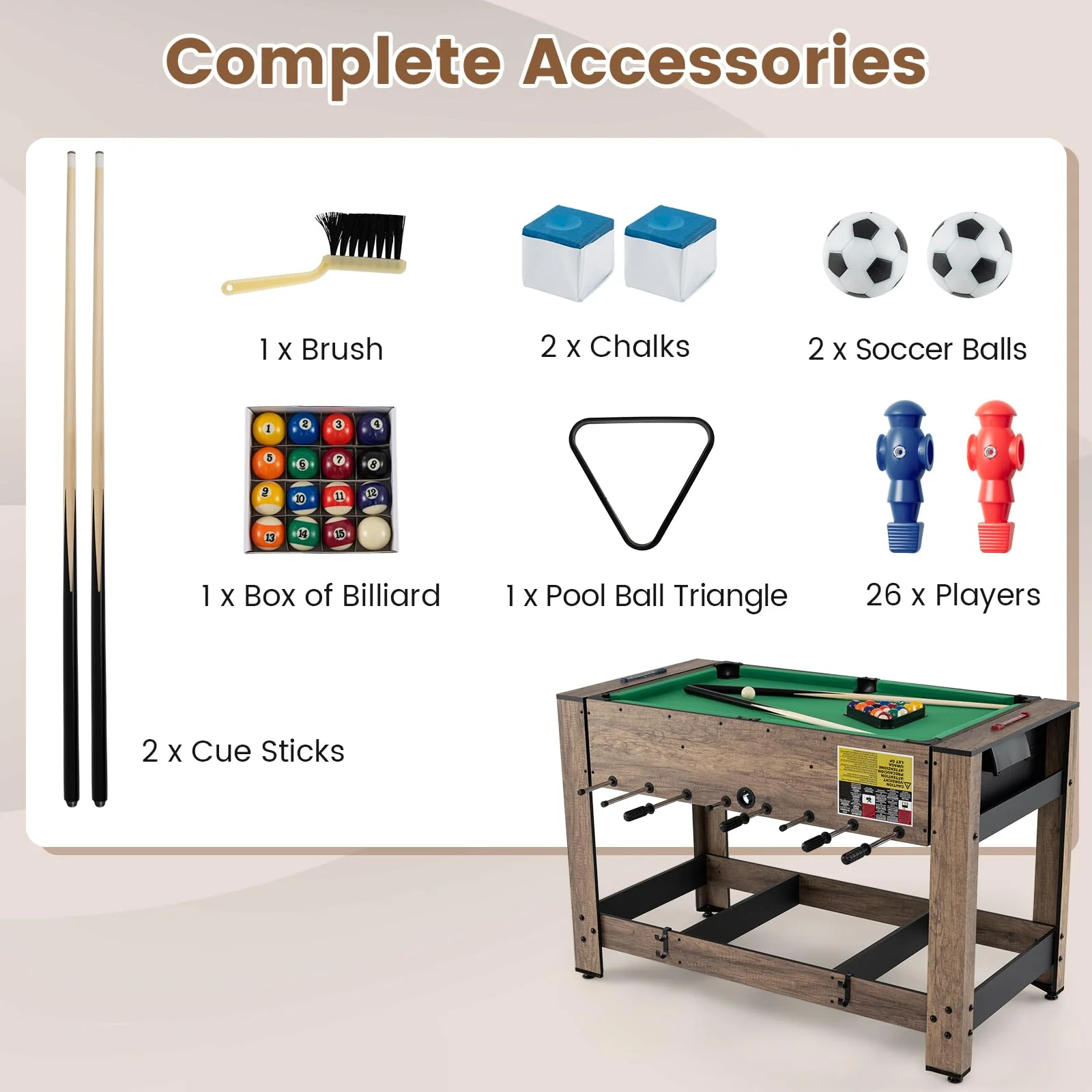 Goplus 48” Combo Game Table with Foosball & Pool for Adults - Image 5