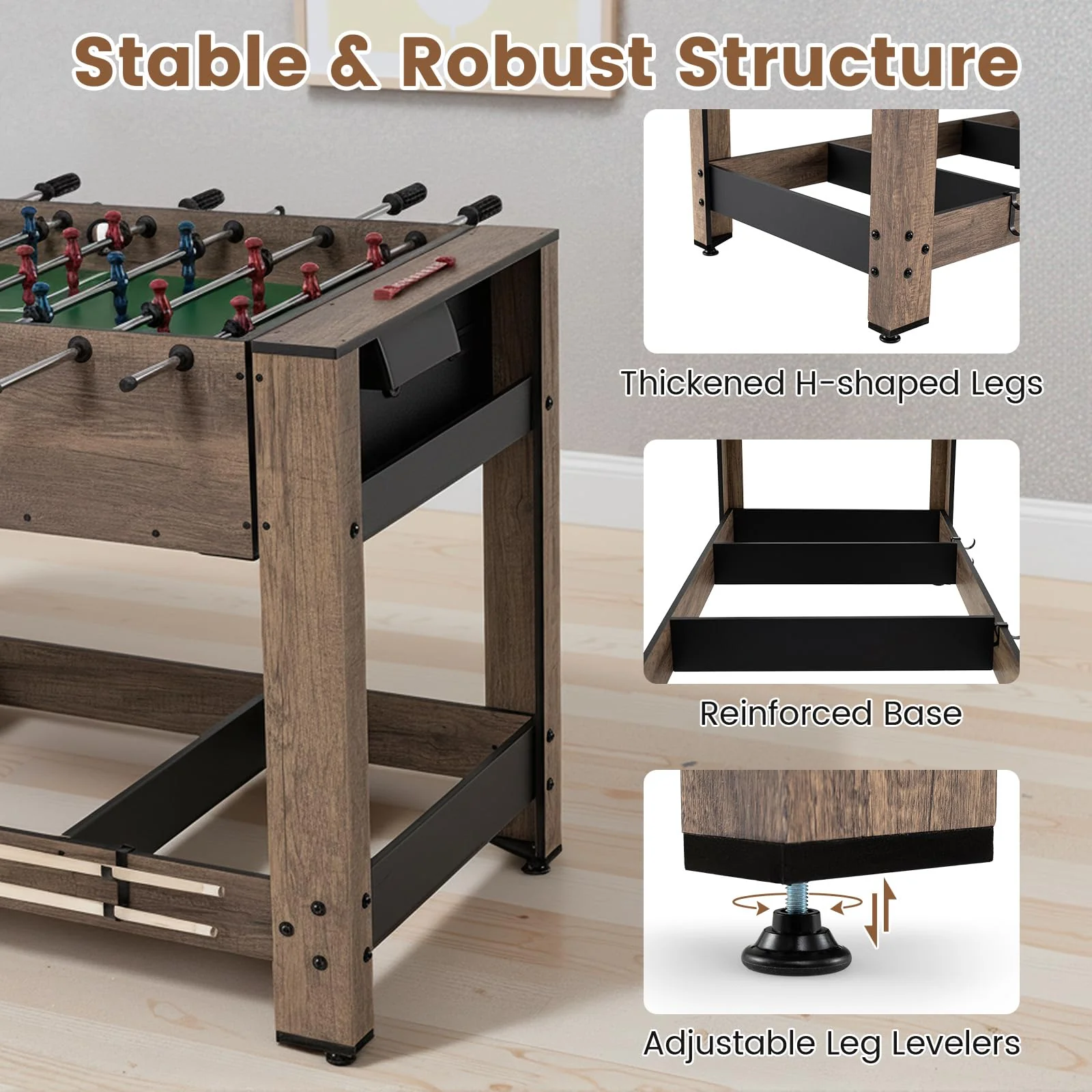 Goplus 48” Combo Game Table with Foosball & Pool for Adults - Image 6
