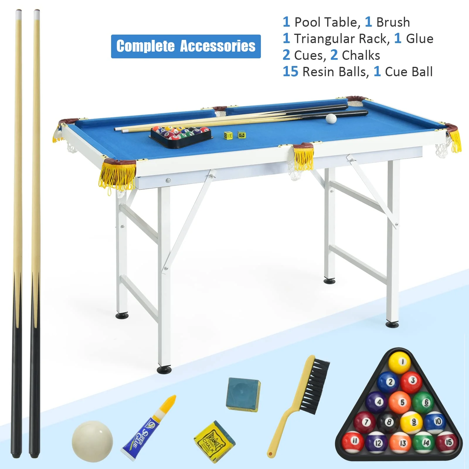 Goplus 48" Foldable Billiards Table Portable Compact Folding Pool Game Table - Image 2