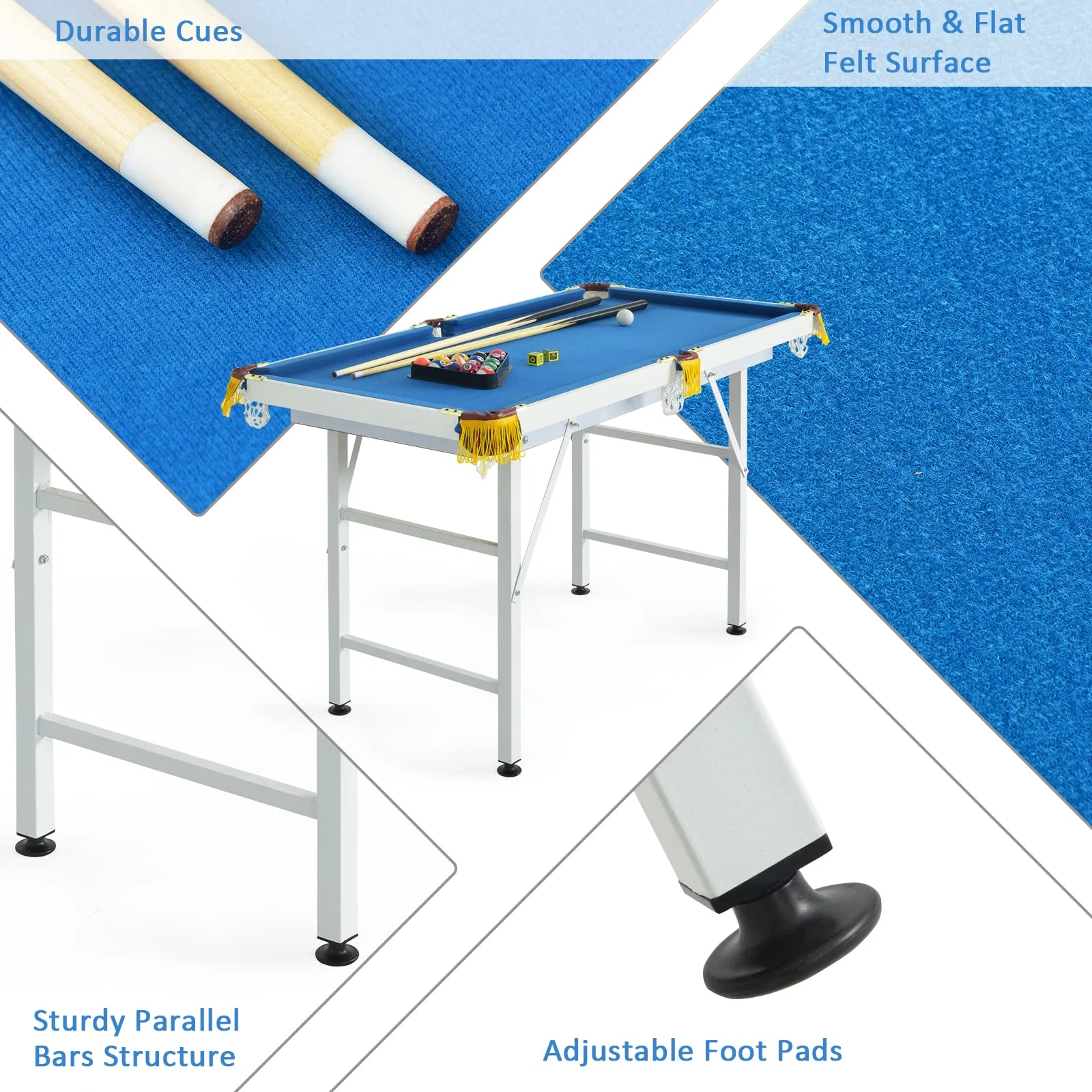 Goplus 48" Foldable Billiards Table Portable Compact Folding Pool Game Table - Image 5