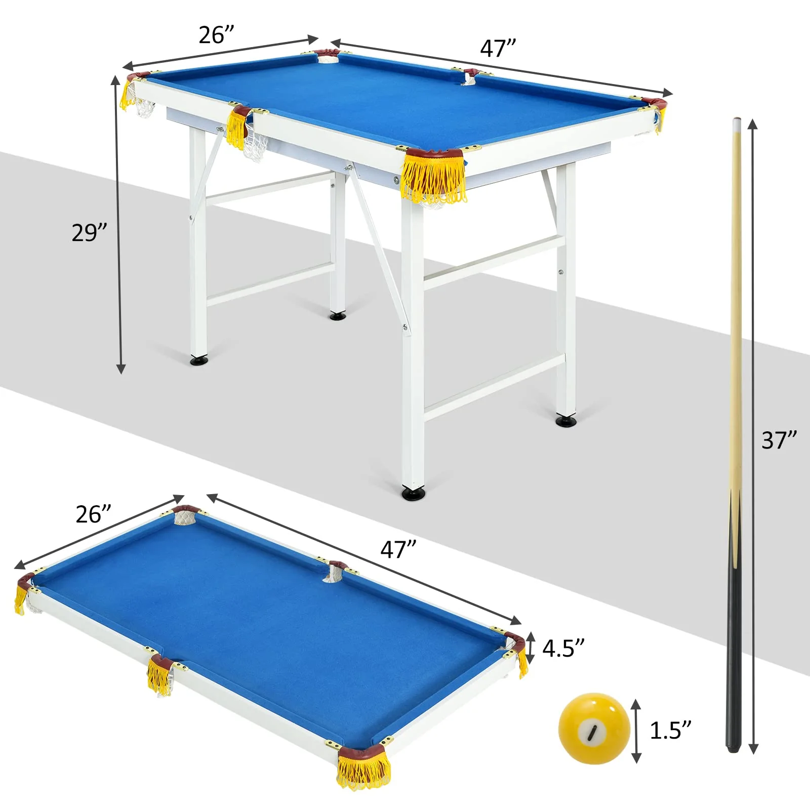 Goplus 48" Foldable Billiards Table Portable Compact Folding Pool Game Table - Image 6