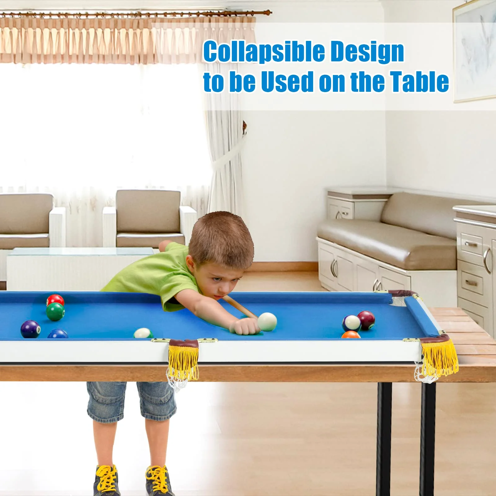 Goplus 48" Foldable Billiards Table Portable Compact Folding Pool Game Table - Image 7