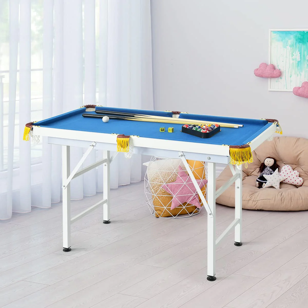 Goplus 48" Foldable Billiards Table Portable Compact Folding Pool Game Table - Image 9